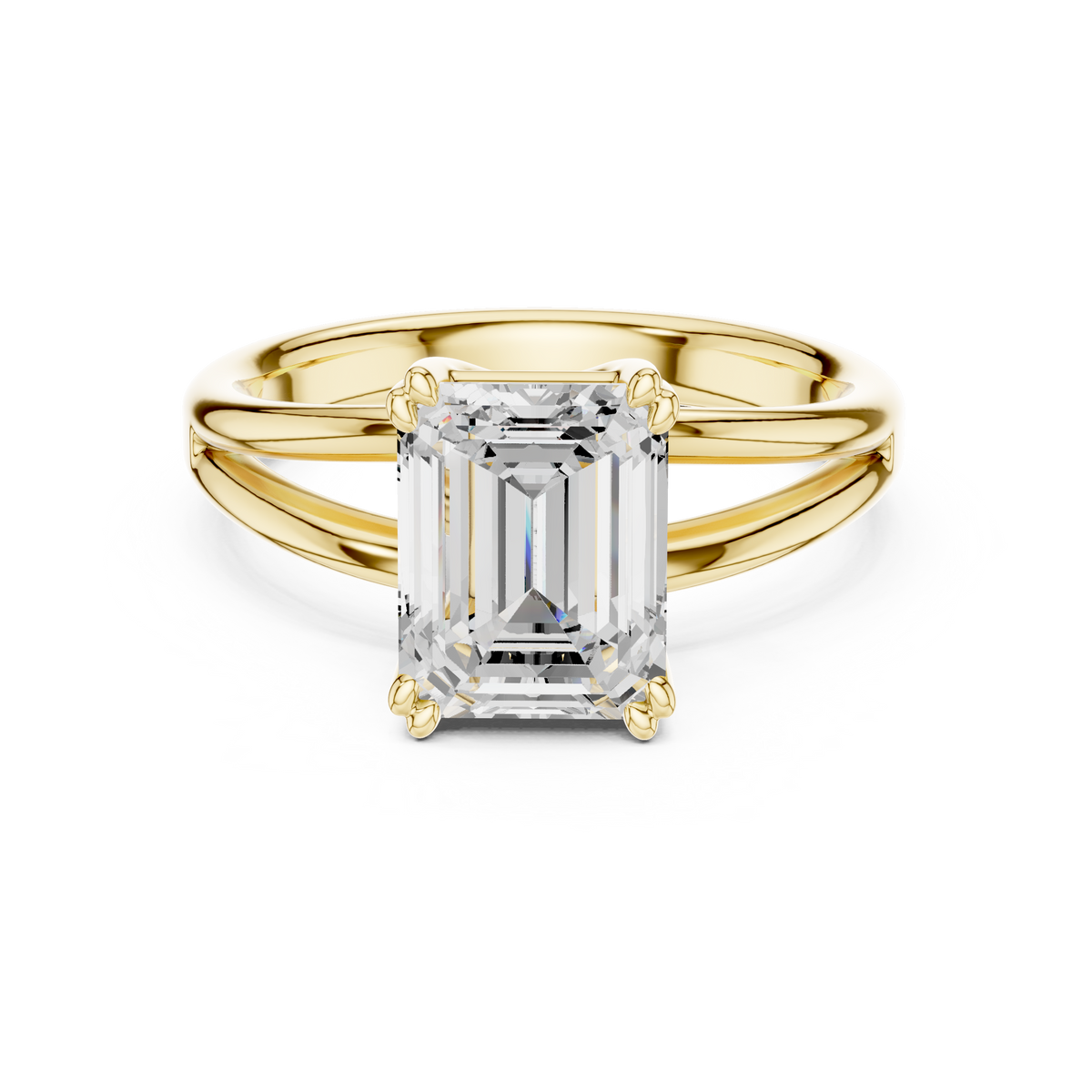 Classic Emerald Cut Double Prong Solitaire Diamond Ring