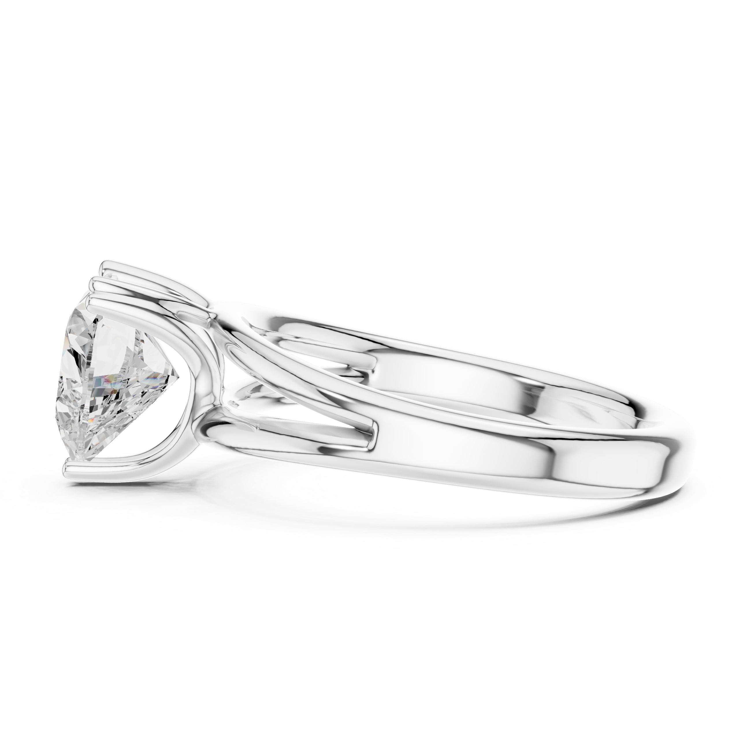 Classic Heart Cut Double Prong Solitaire Diamond Ring