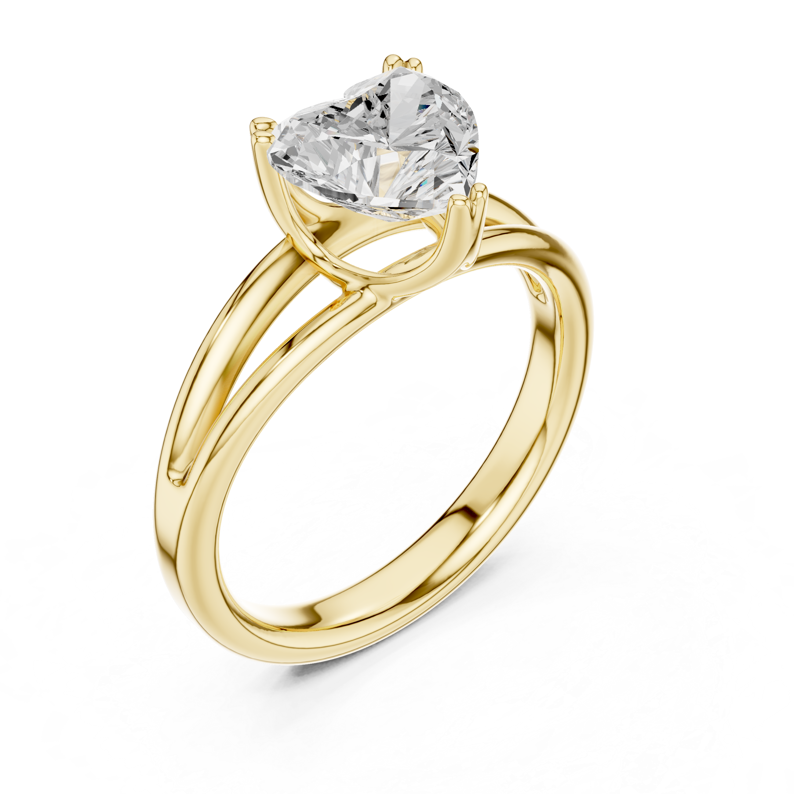 Classic Heart Cut Double Prong Solitaire Diamond Ring