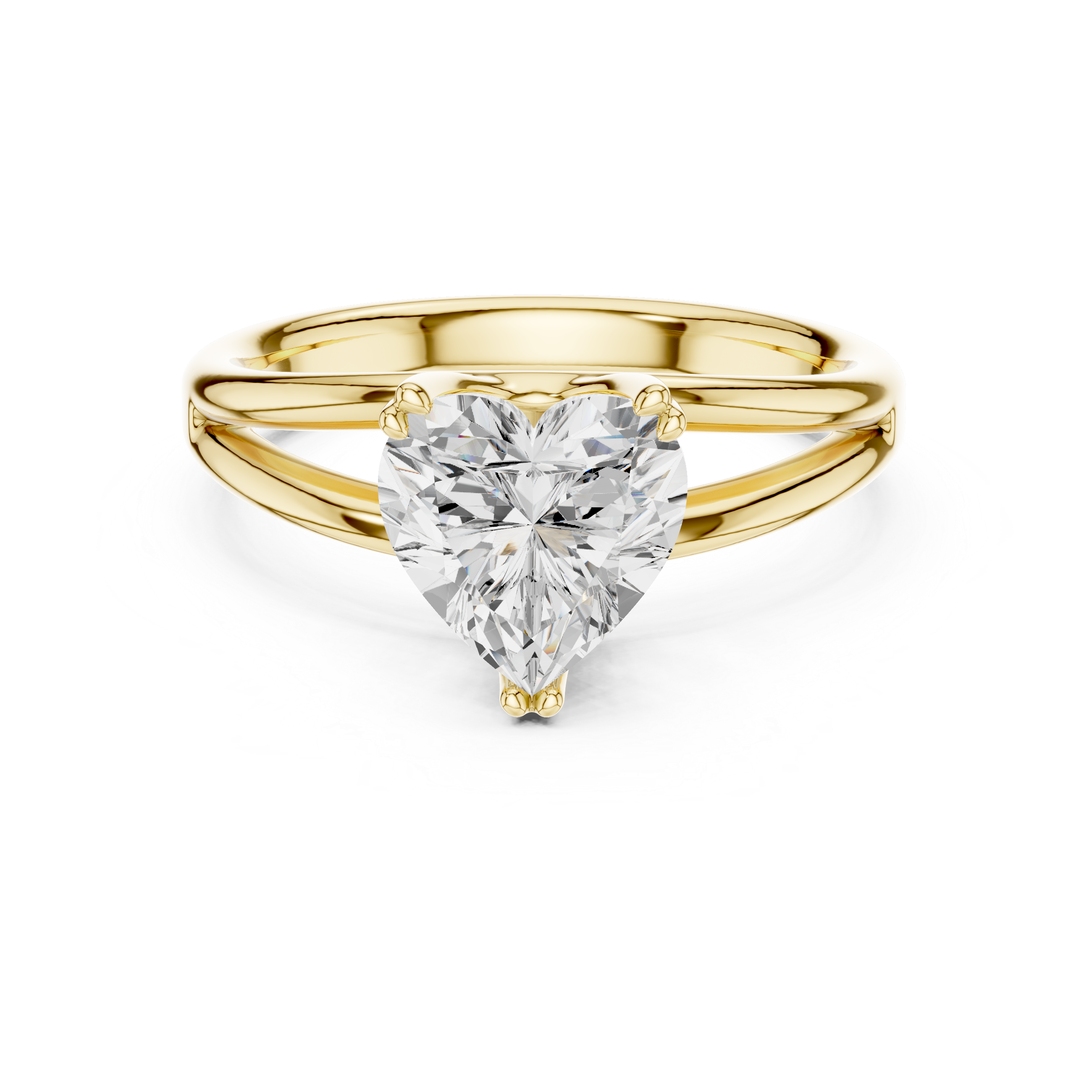 Classic Heart Cut Double Prong Solitaire Diamond Ring