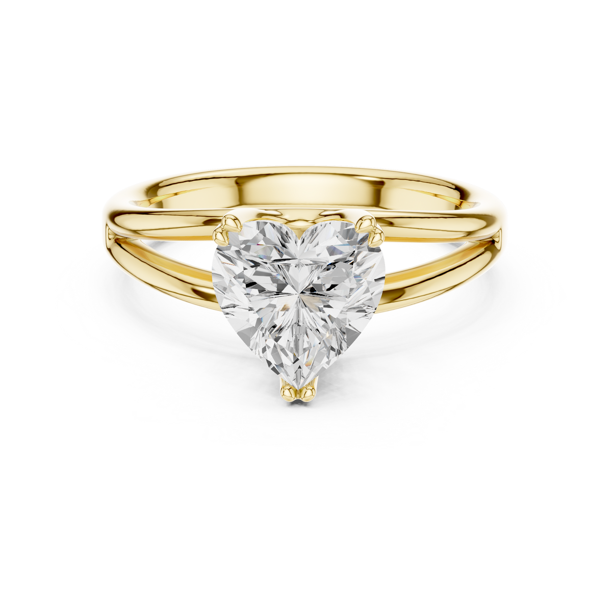 Classic Heart Cut Double Prong Solitaire Diamond Ring