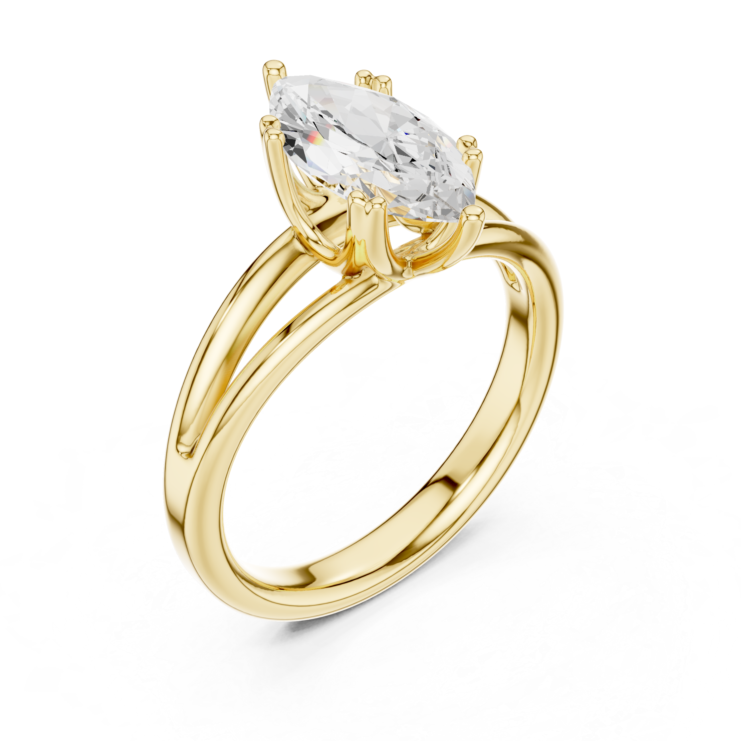 Classic Marquise Cut Double Prong Solitaire Diamond Ring