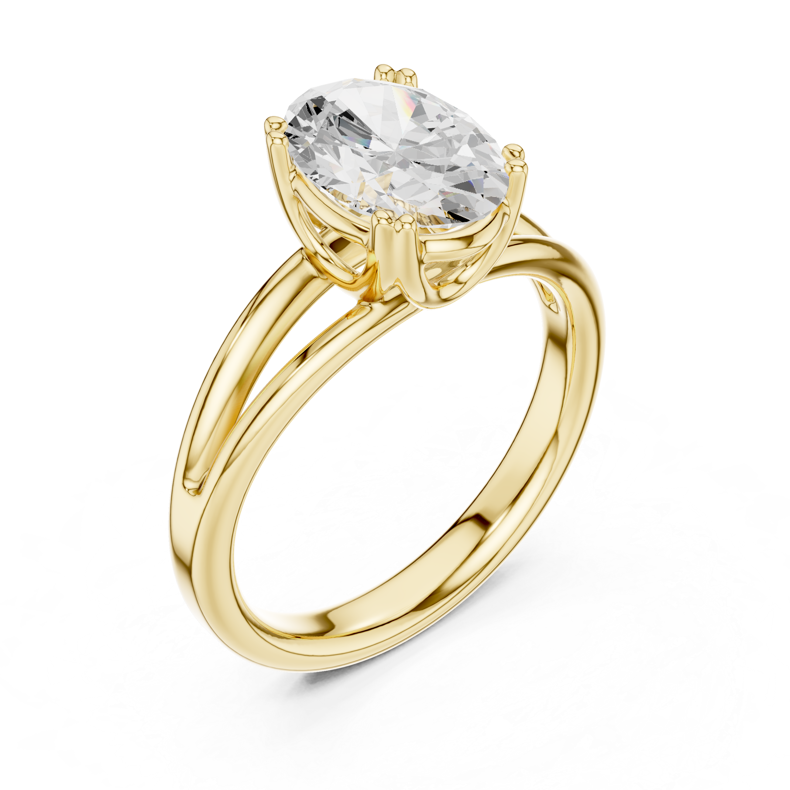 Classic Oval Cut Double Prong Solitaire Diamond Ring