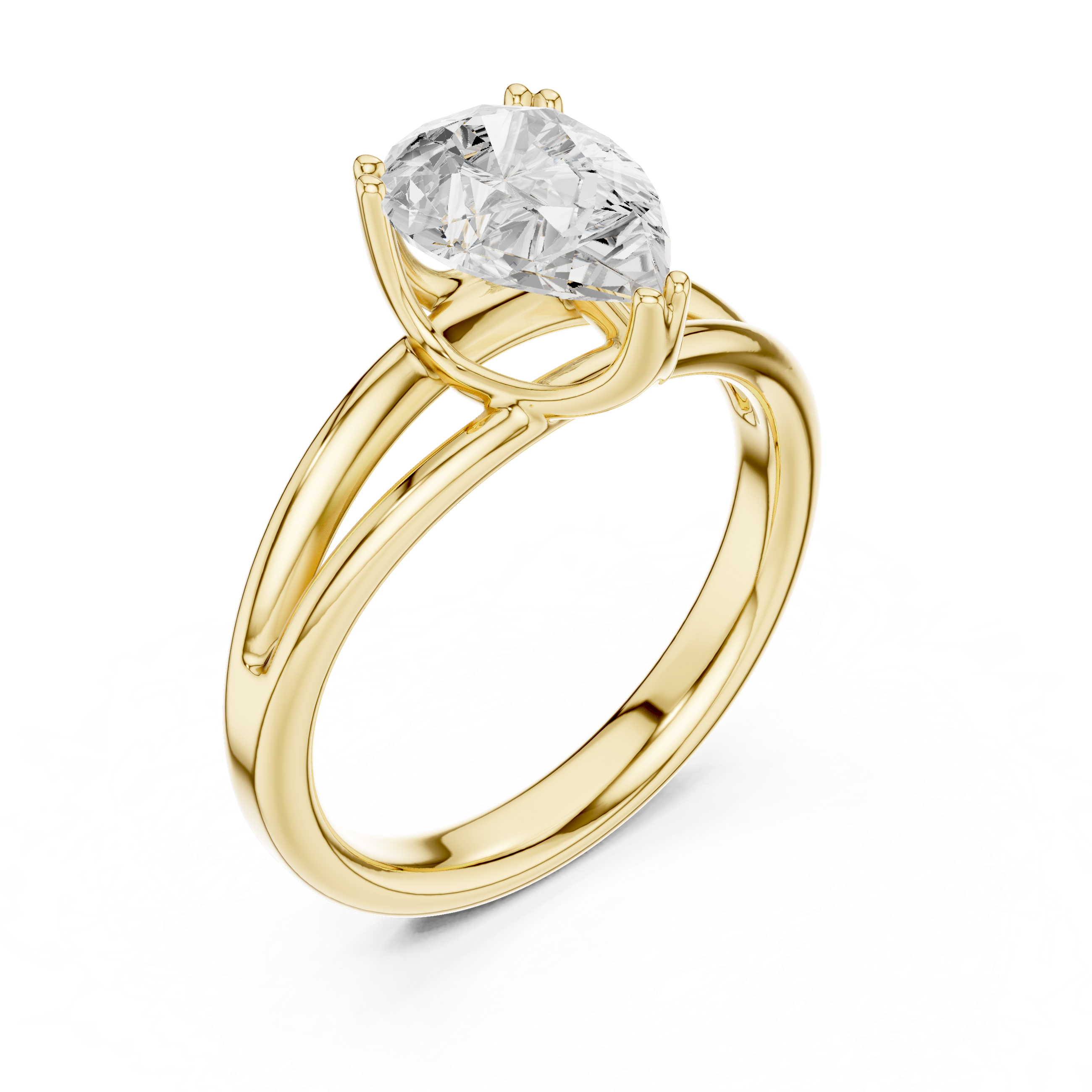 Classic Pear Cut Double Prong Solitaire Diamond Ring