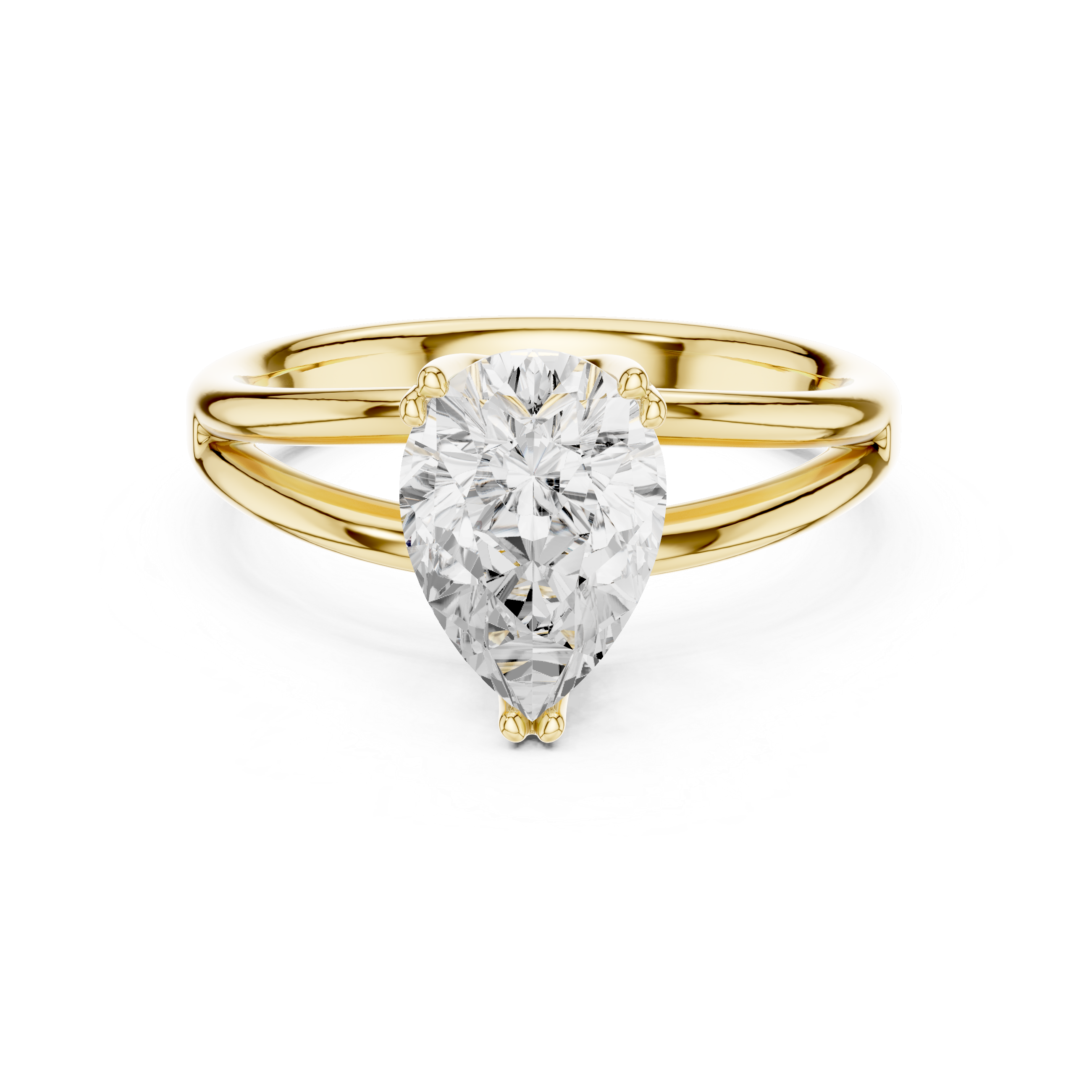 Classic Pear Cut Double Prong Solitaire Diamond Ring