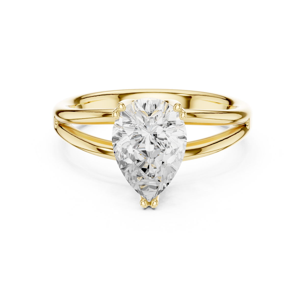 Classic Pear Cut Double Prong Solitaire Diamond Ring