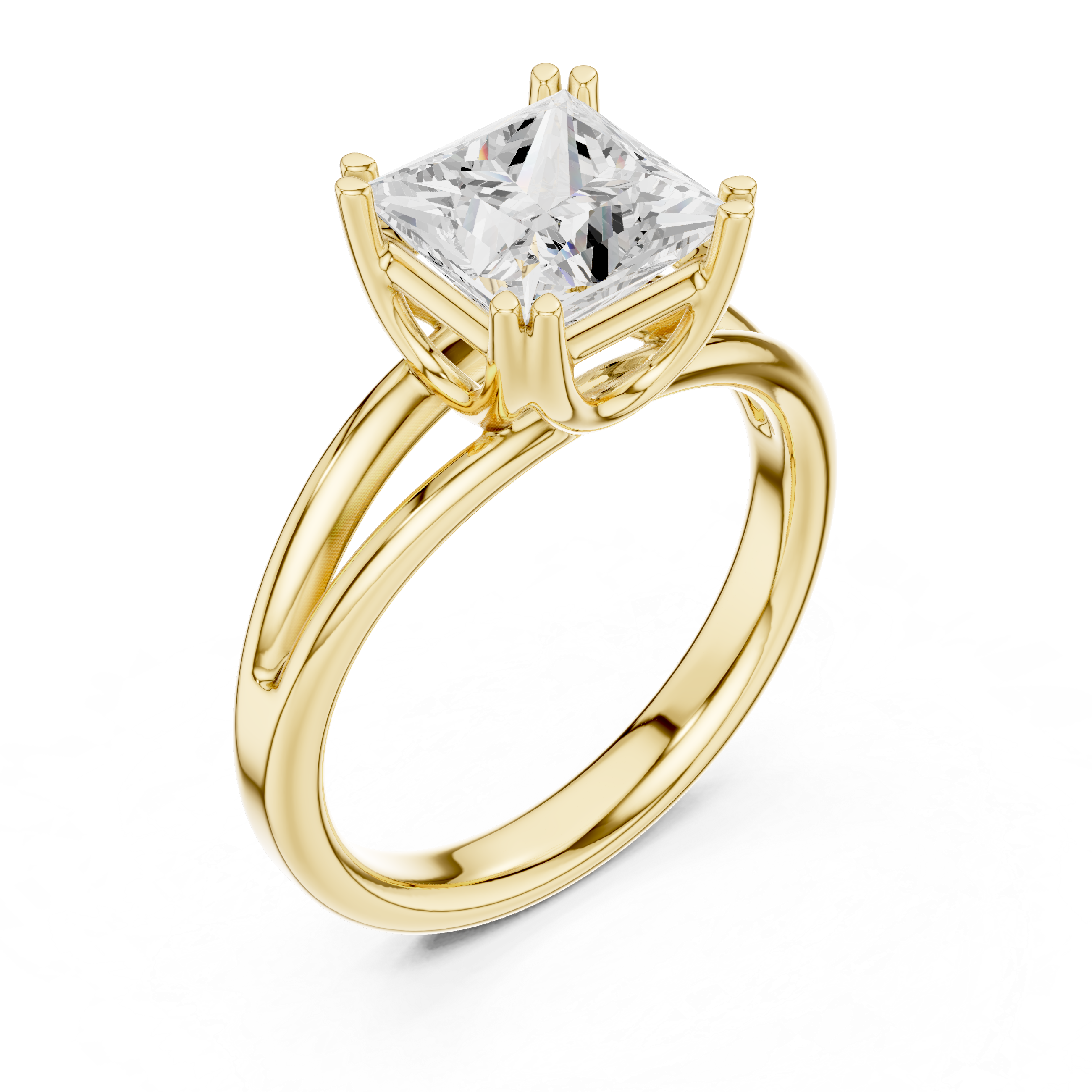 Classic Princess Cut Double Prong Solitaire Diamond Ring