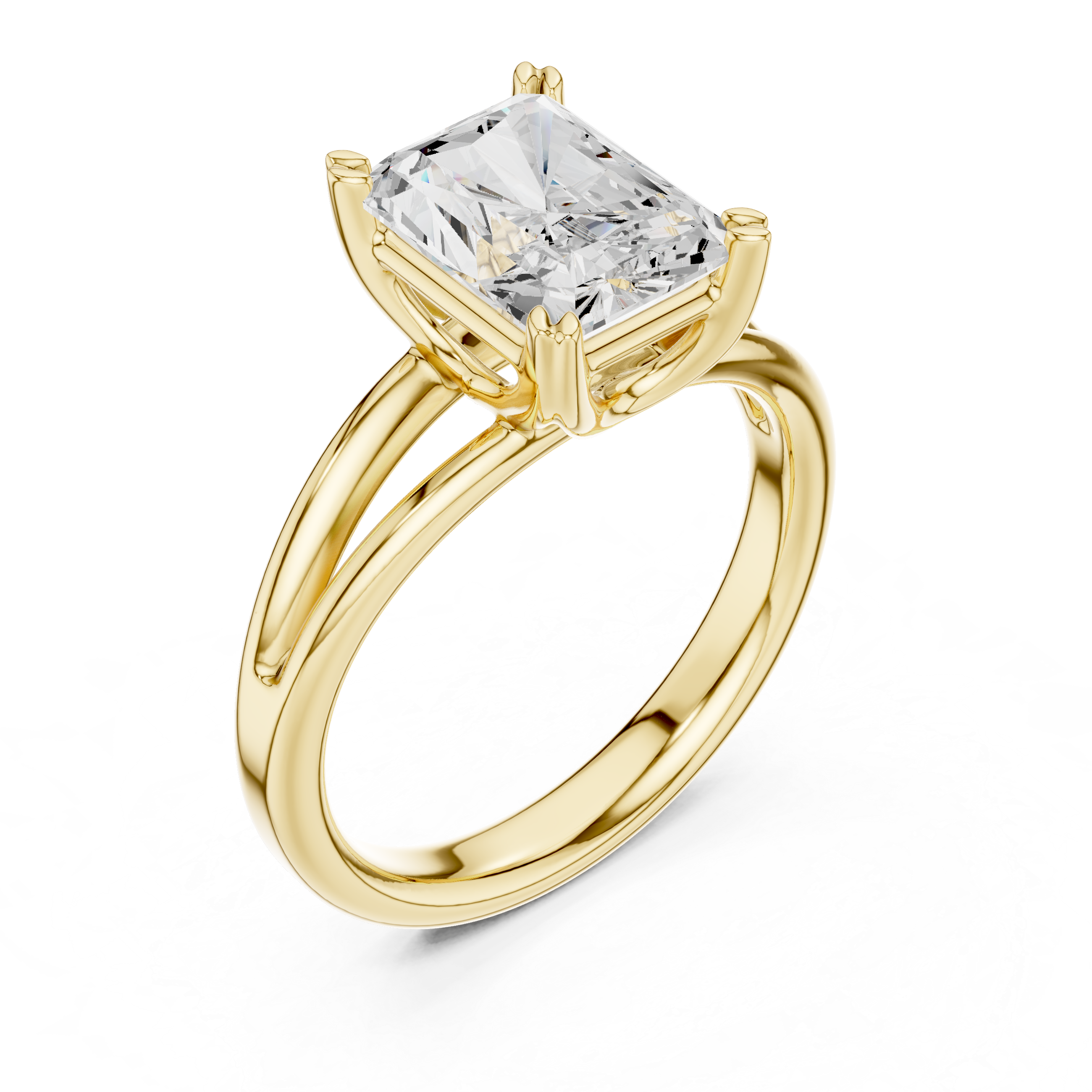 Classic Radiant Cut Double Prong Solitaire Diamond Ring