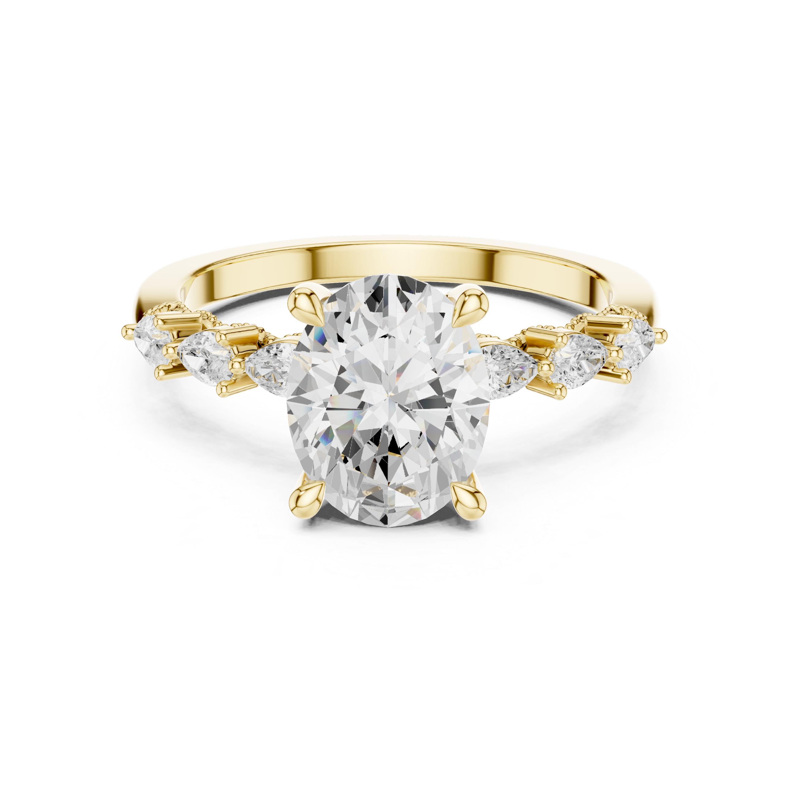 Oval Cut Diamond Milgrain with Hidden Pave Bridge Engagement Ring