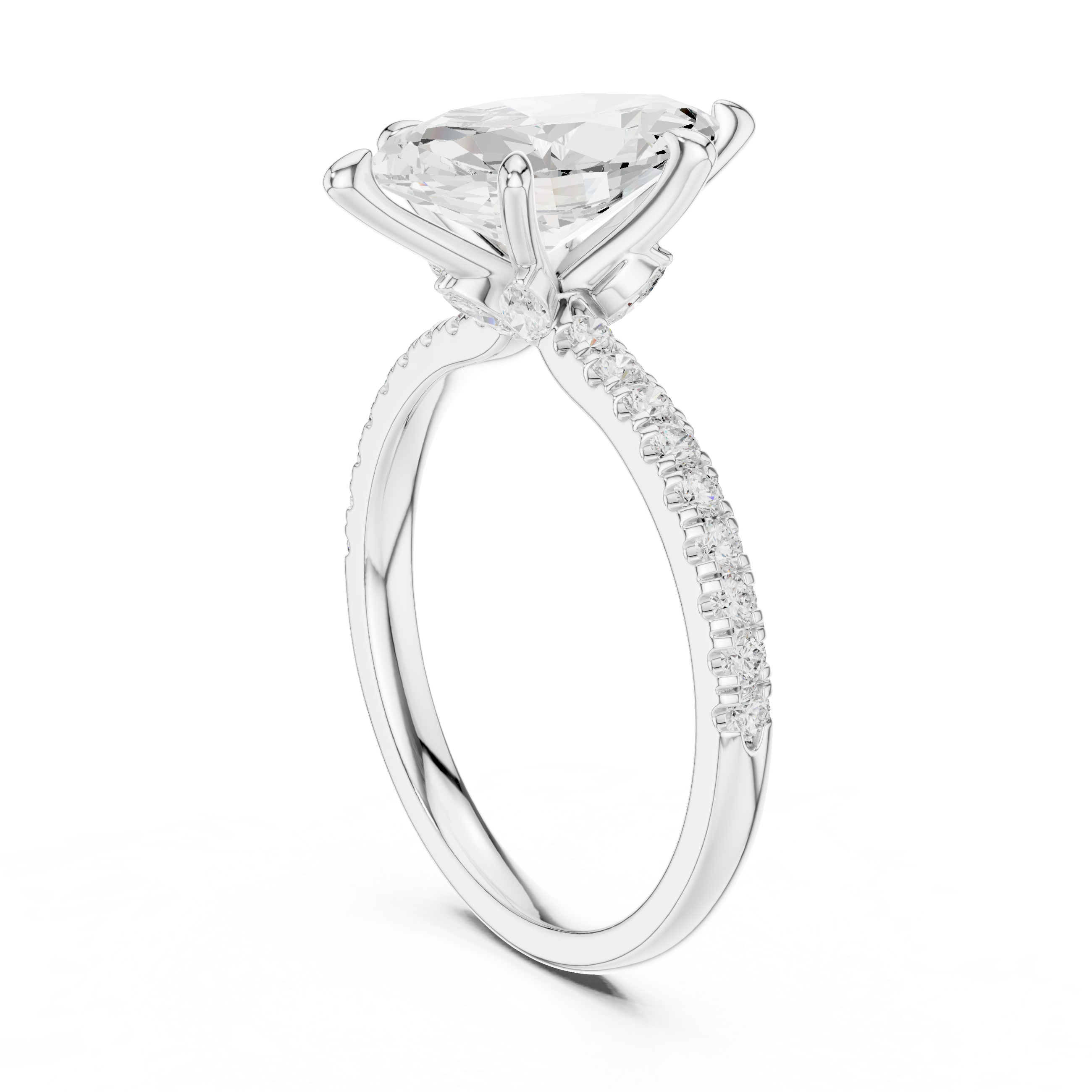 Marquise Cut Diamond with Marquise Hidden Accents Pave Band Ring