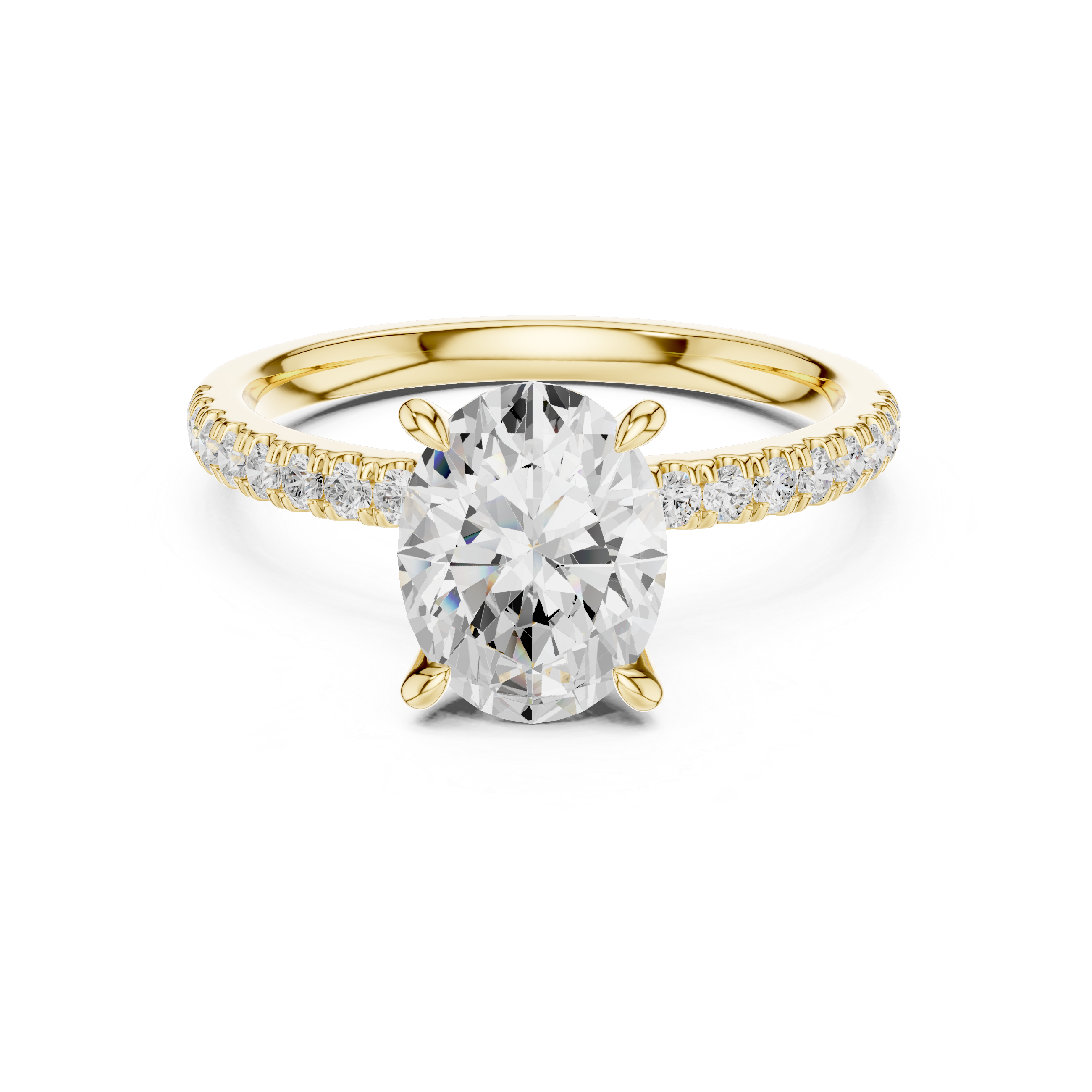 Oval Cut Diamond with Marquise Hidden Accents Pave Band Ring