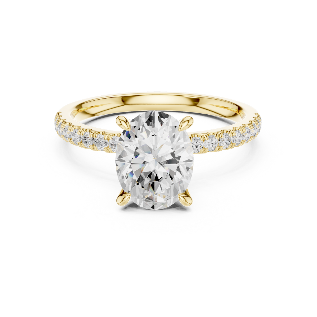 Oval Cut Diamond with Marquise Hidden Accents Pave Band Ring