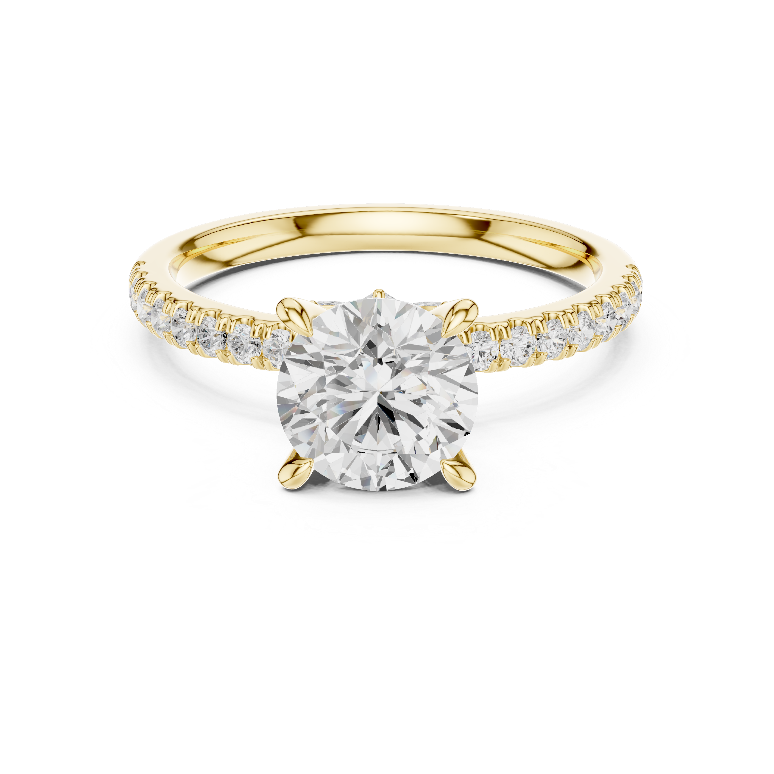 Round Cut Diamond with Marquise Hidden Accents Pave Band Ring