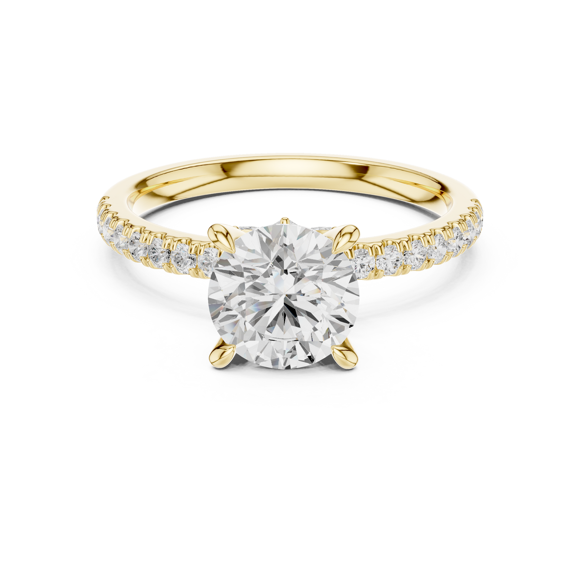 Round Cut Diamond with Marquise Hidden Accents Pave Band Ring