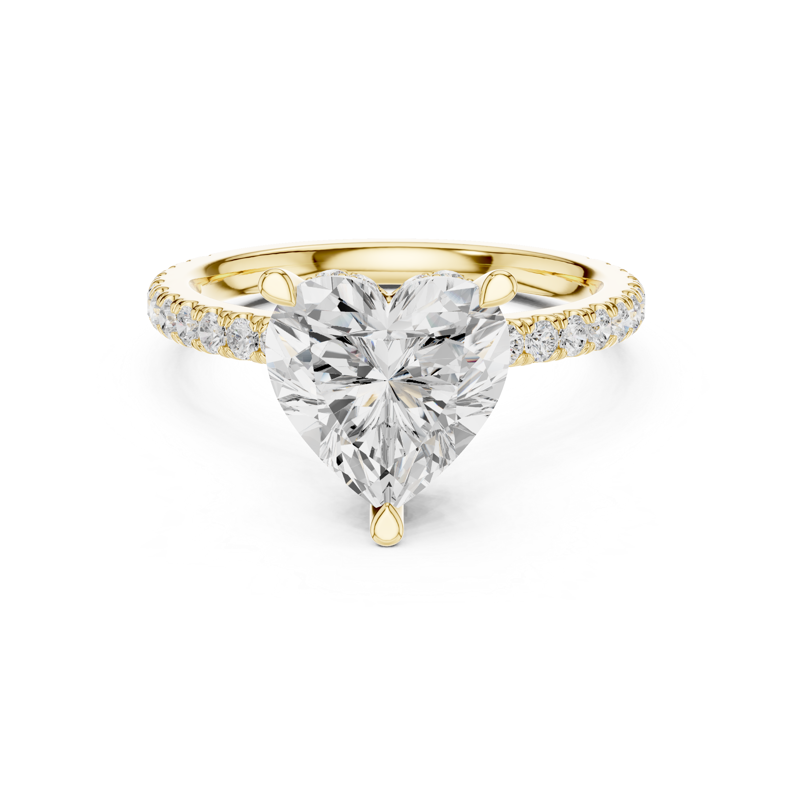 Heart Cut Diamond Double Hidden Halo and Pave Engagement Ring