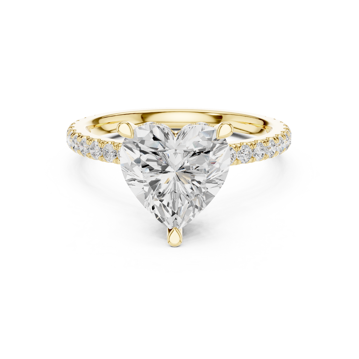 Heart Cut Diamond Double Hidden Halo and Pave Engagement Ring