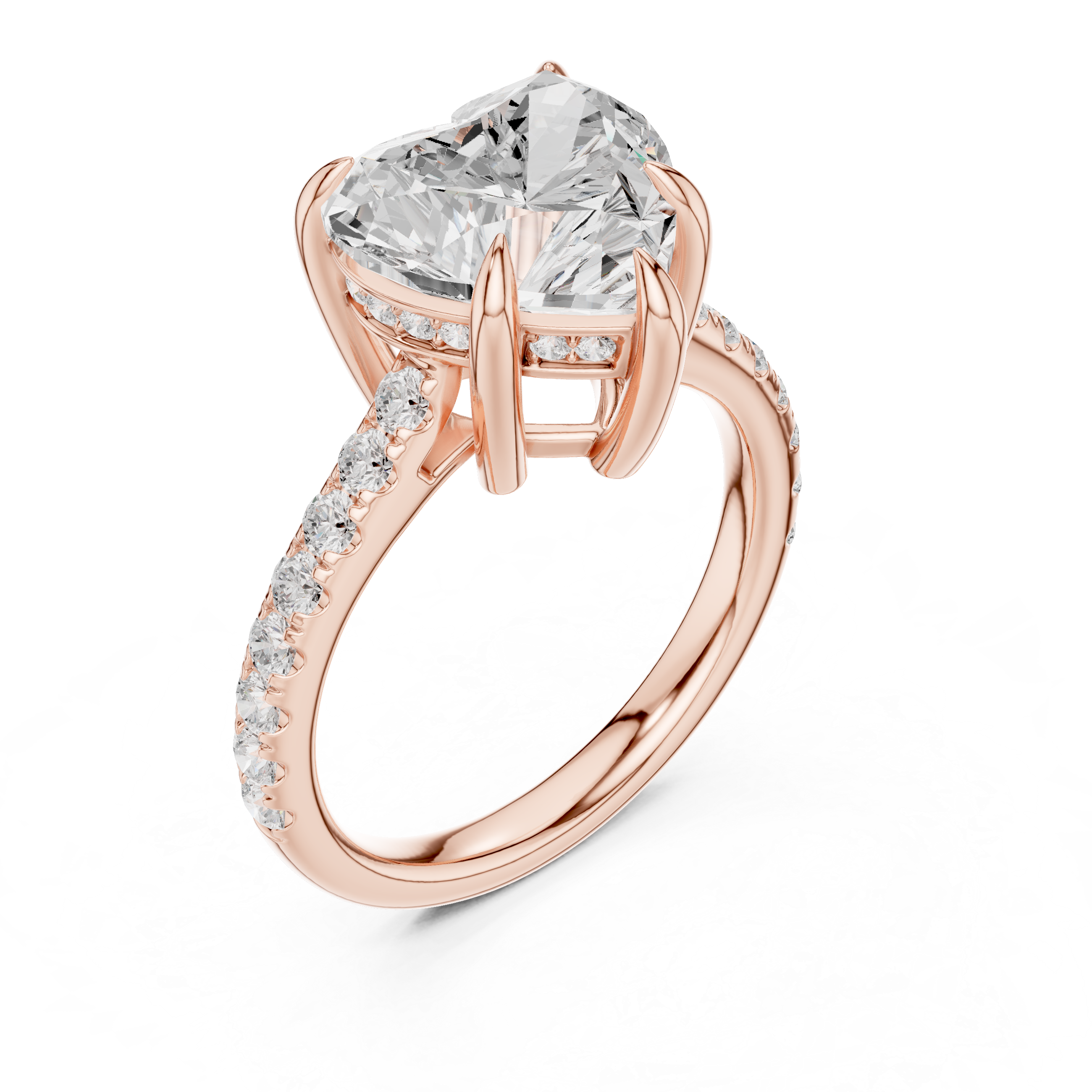 Pave Set Heart Cut Diamond Hidden Halo Ring