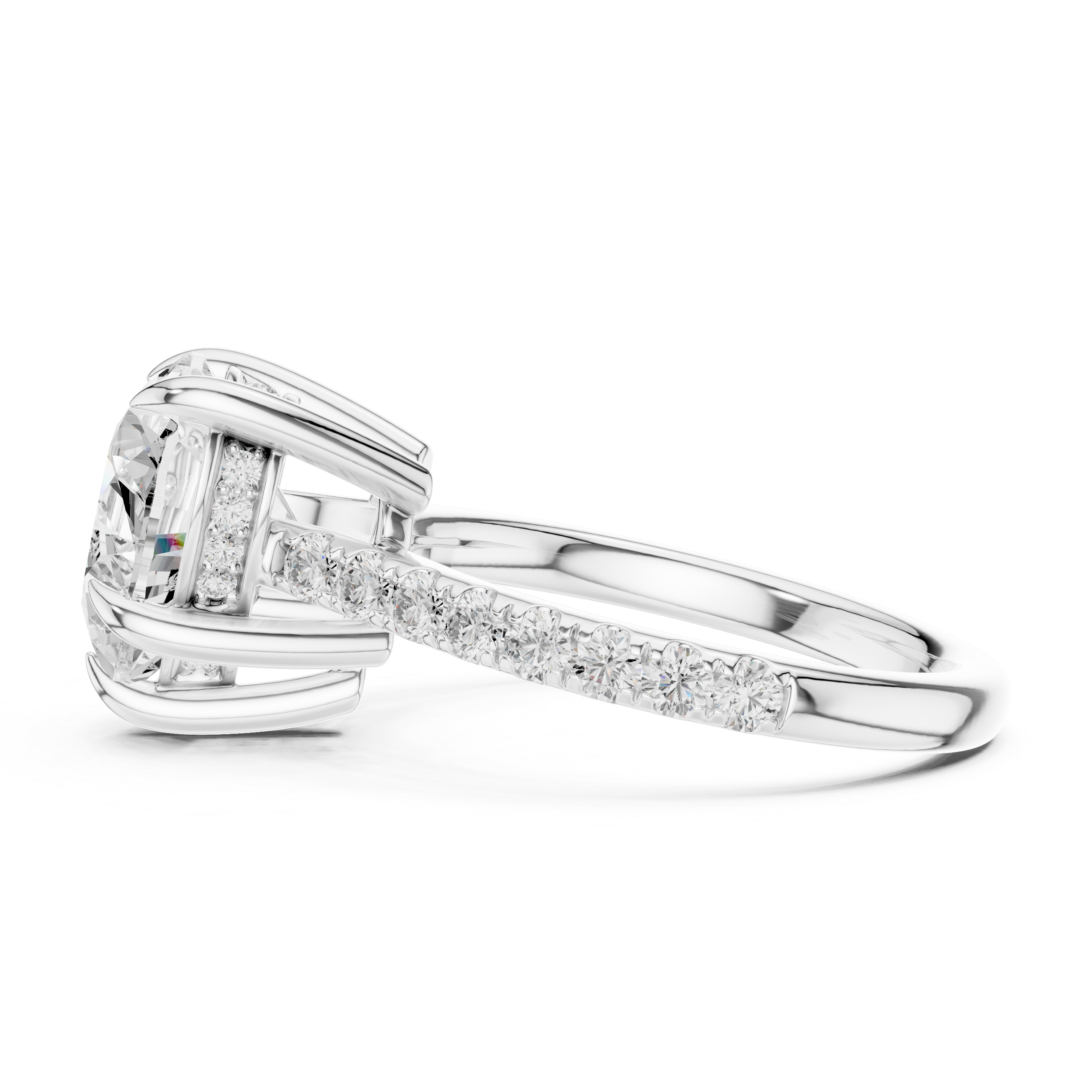 Pave Set Heart Cut Diamond Hidden Halo Ring