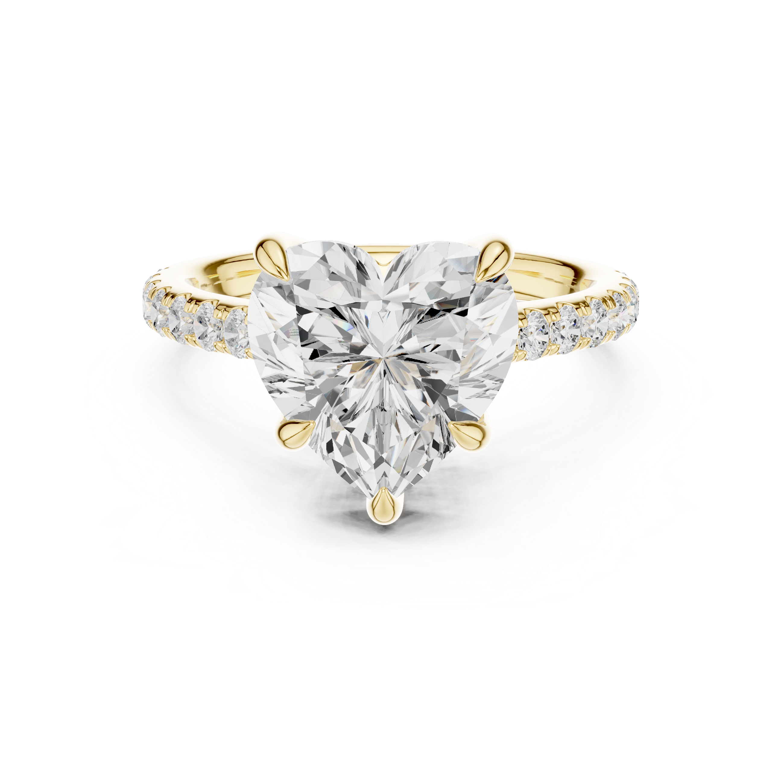 Pave Set Heart Cut Diamond Hidden Halo Ring