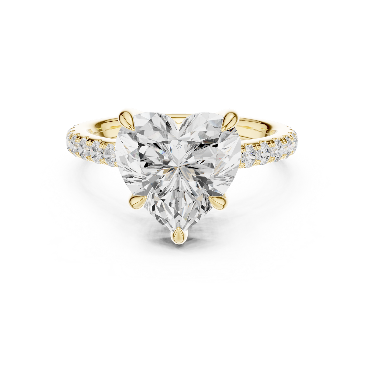Pave Set Heart Cut Diamond Hidden Halo Ring