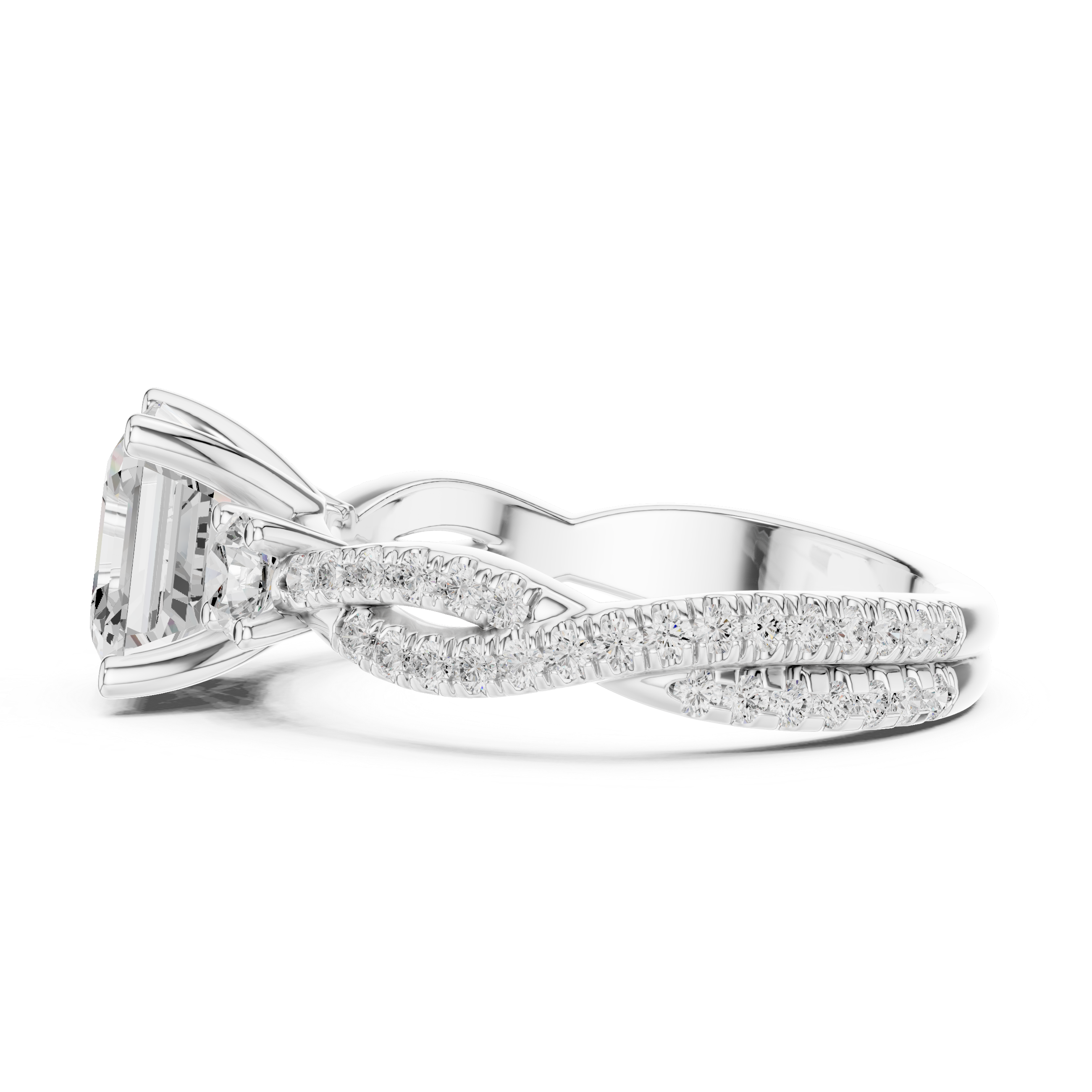Trio Asscher & Round Twisted Ring