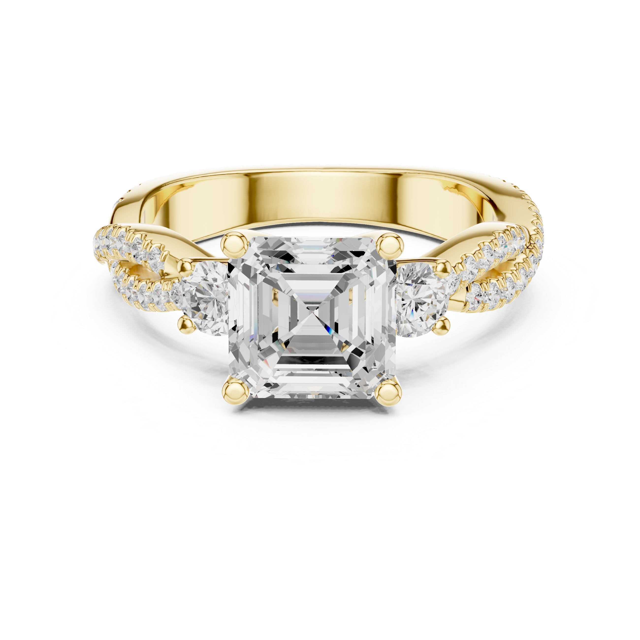 Trio Asscher & Round Twisted Ring