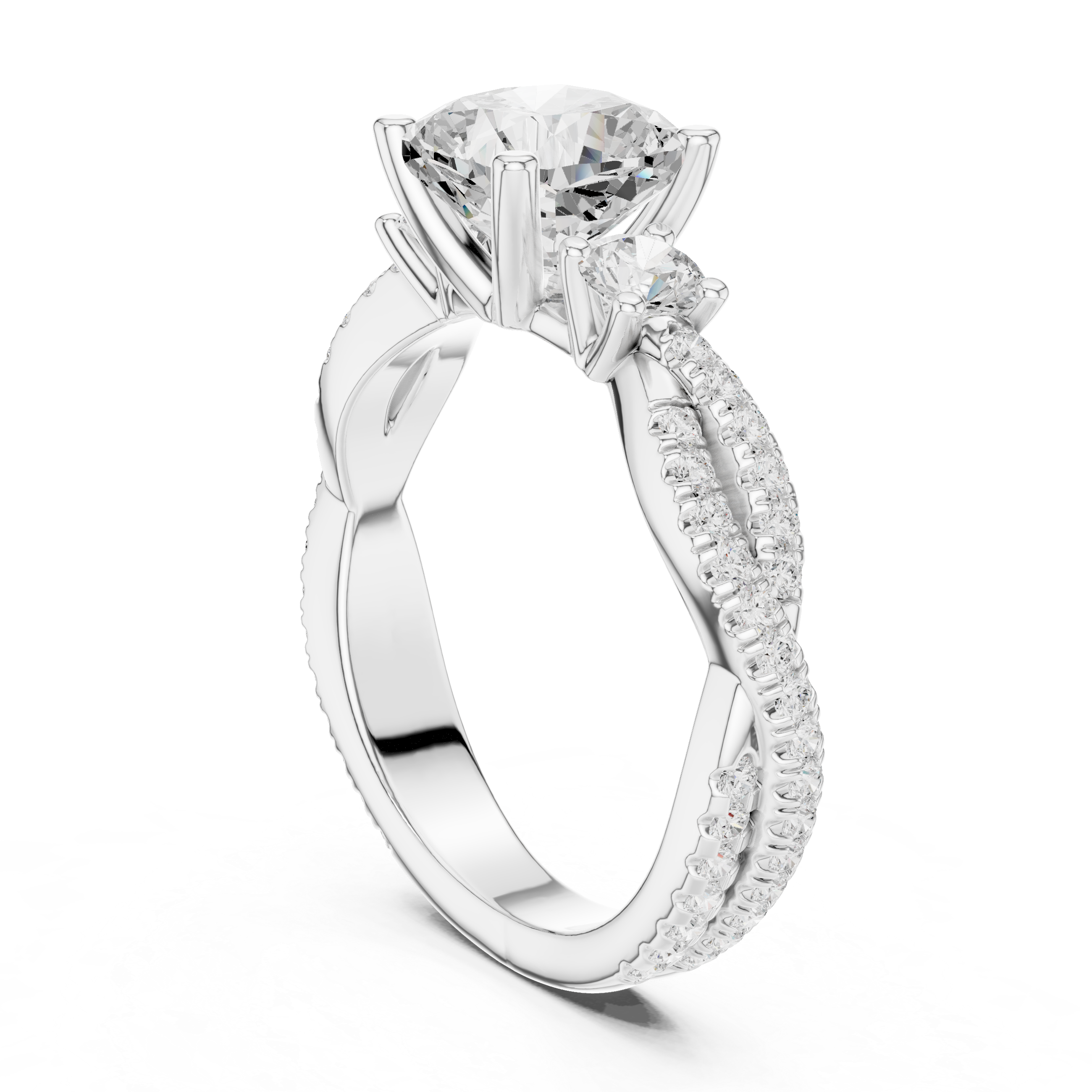 Trio Cushion & Round Twisted Ring