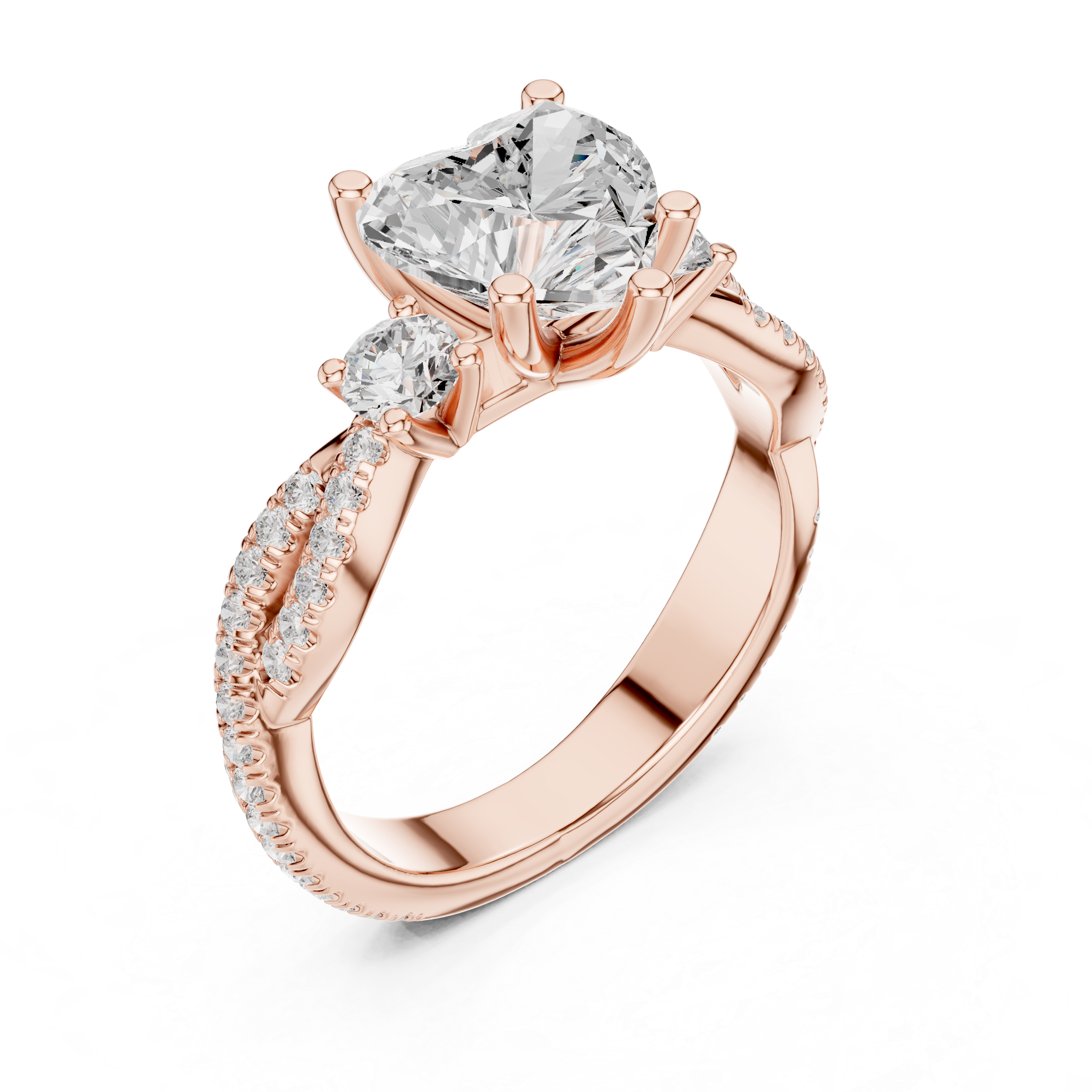 Trio Heart & Round Twisted Ring
