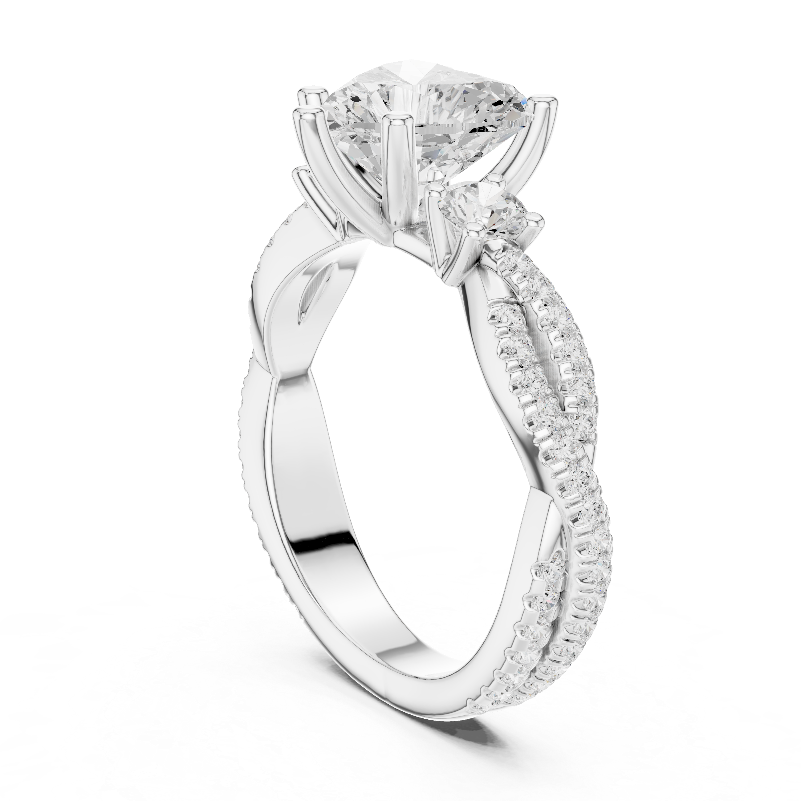 Trio Heart & Round Twisted Ring