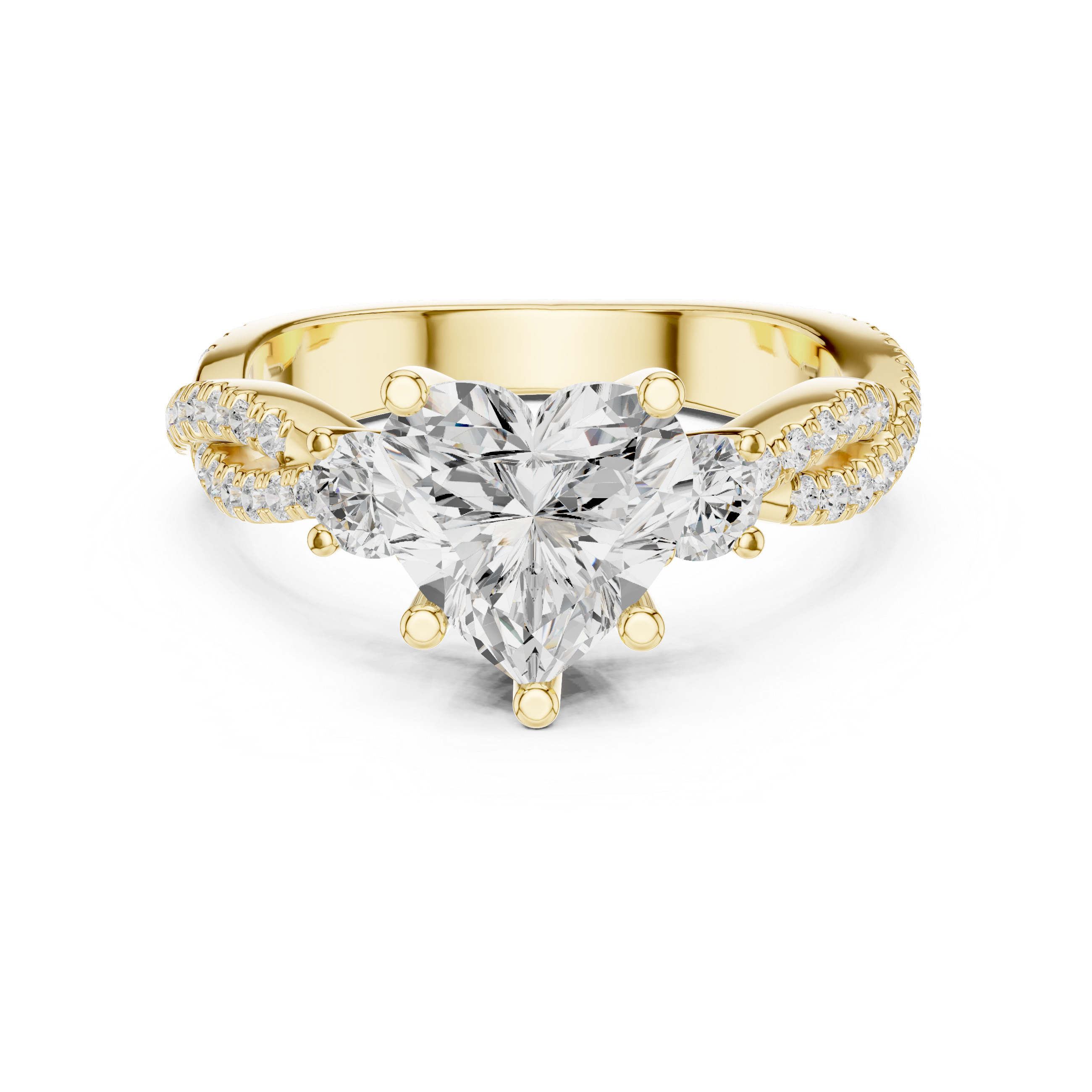 Trio Heart & Round Twisted Ring