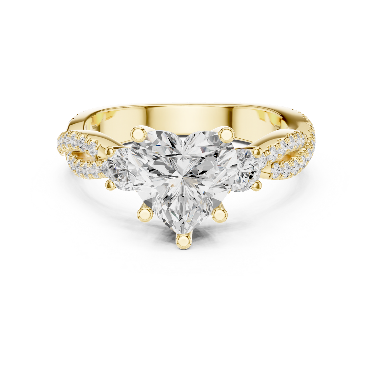 Trio Heart & Round Twisted Ring