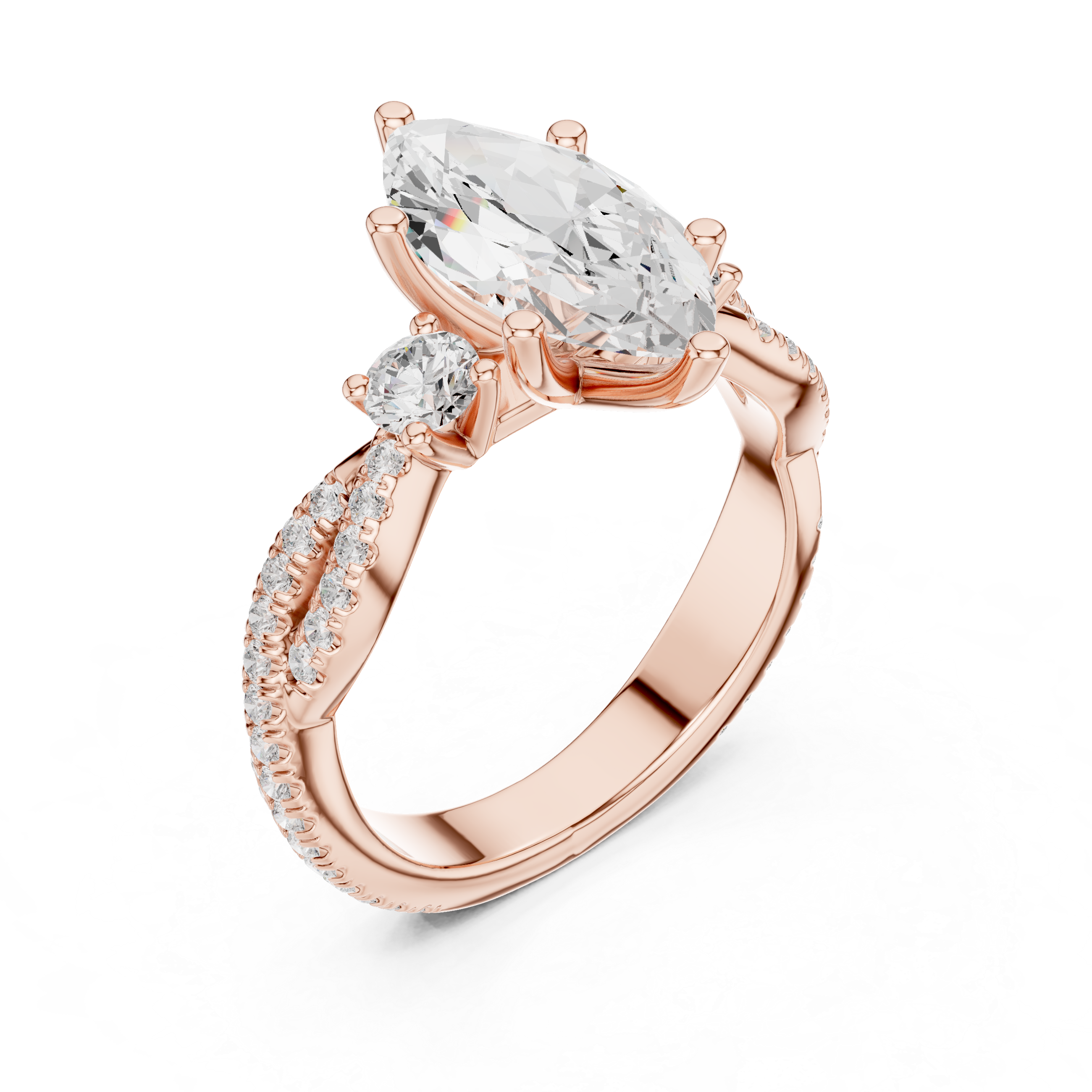 Trio Marquise & Round Twisted Ring