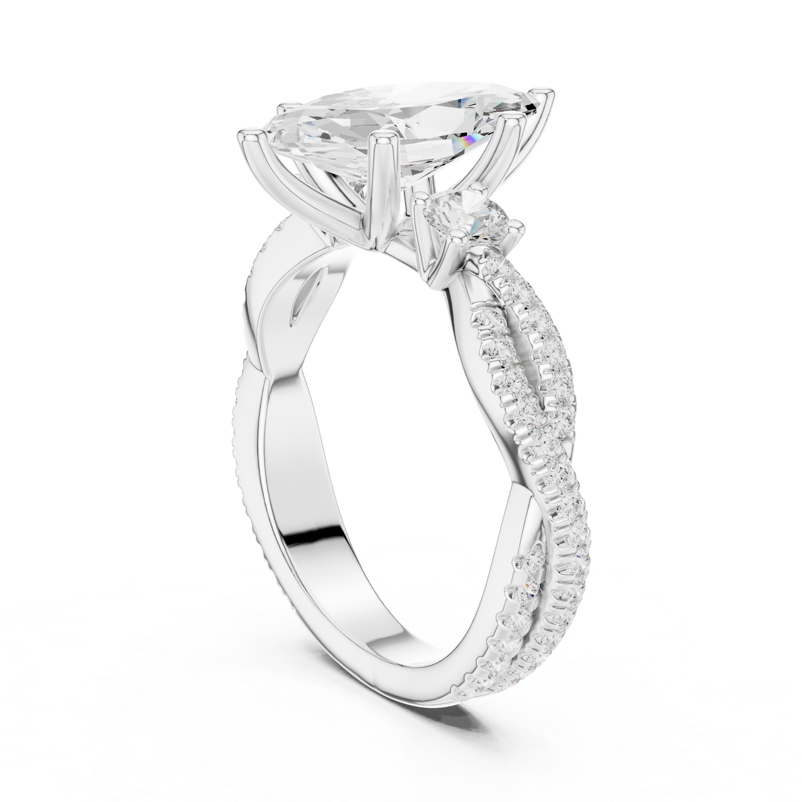 Trio Marquise & Round Twisted Ring