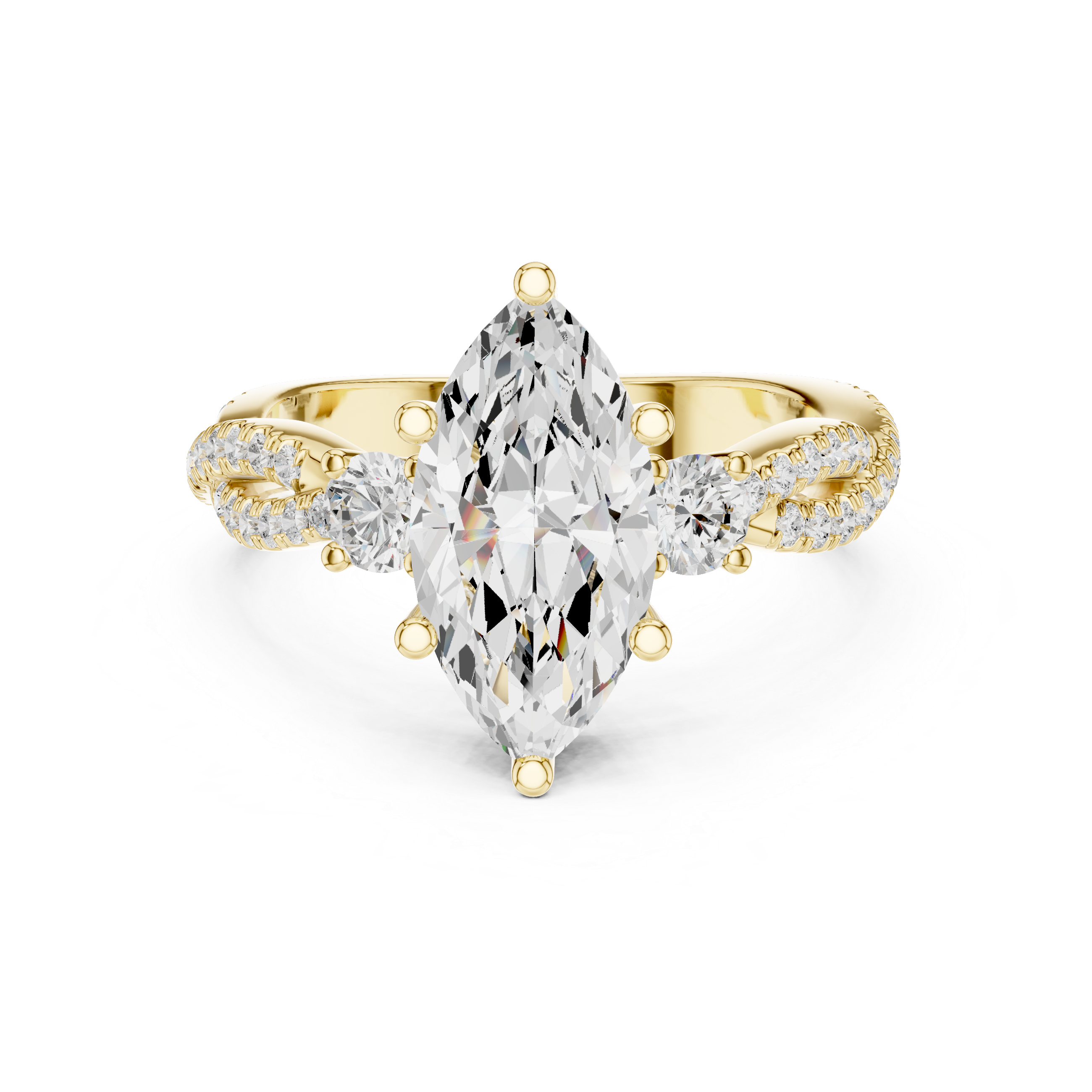 Trio Marquise & Round Twisted Ring