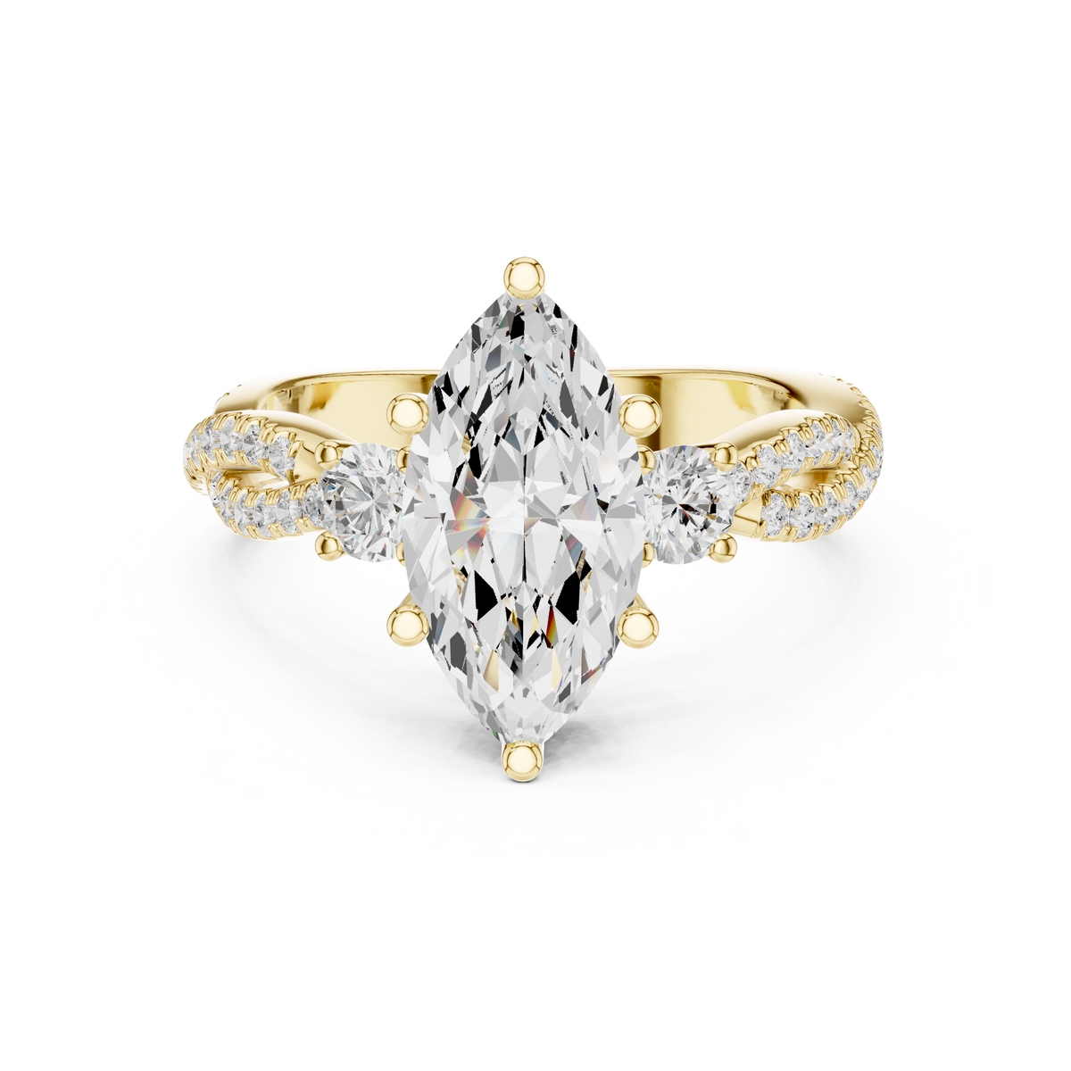 Trio Marquise & Round Twisted Ring