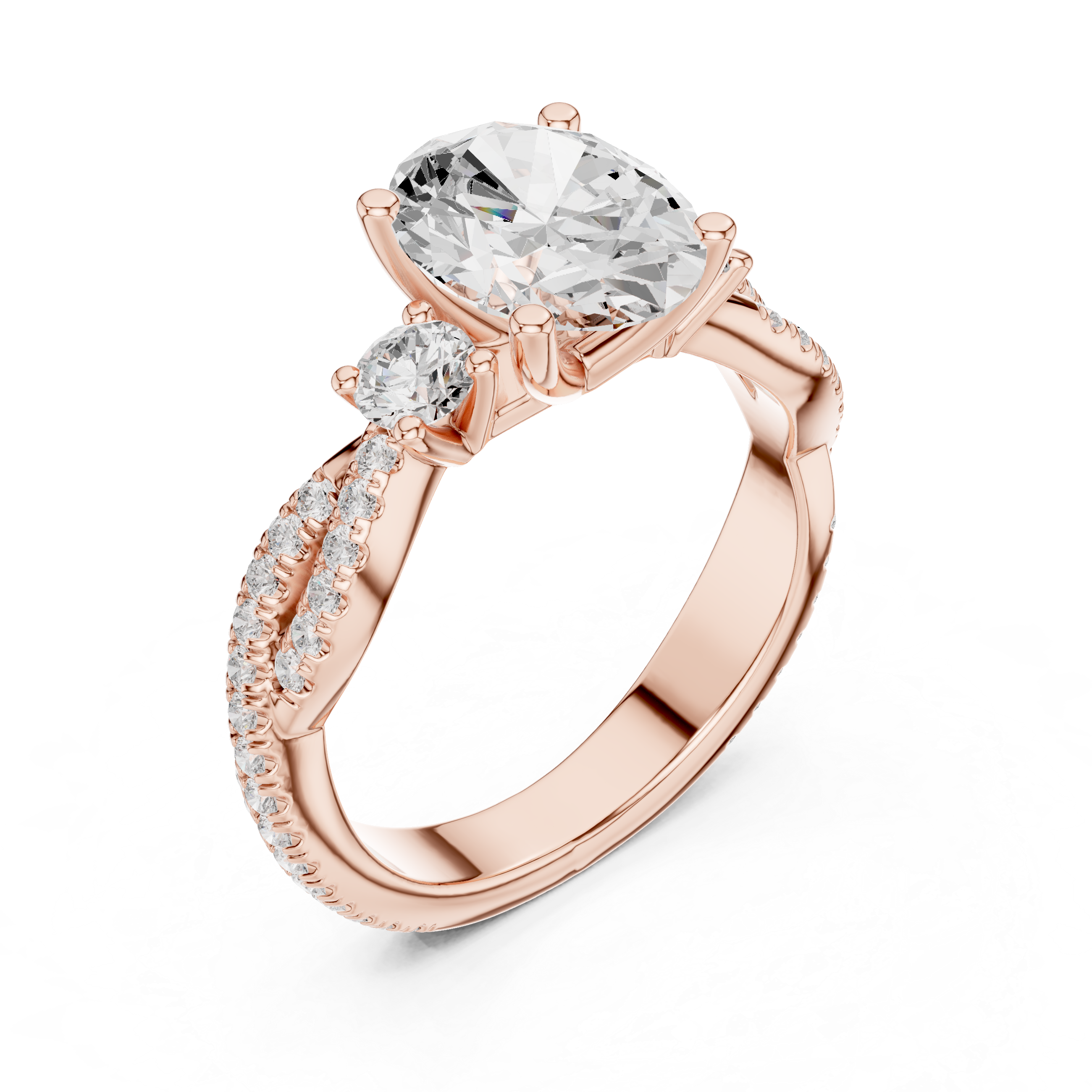 Trio Oval & Round Twisted Ring