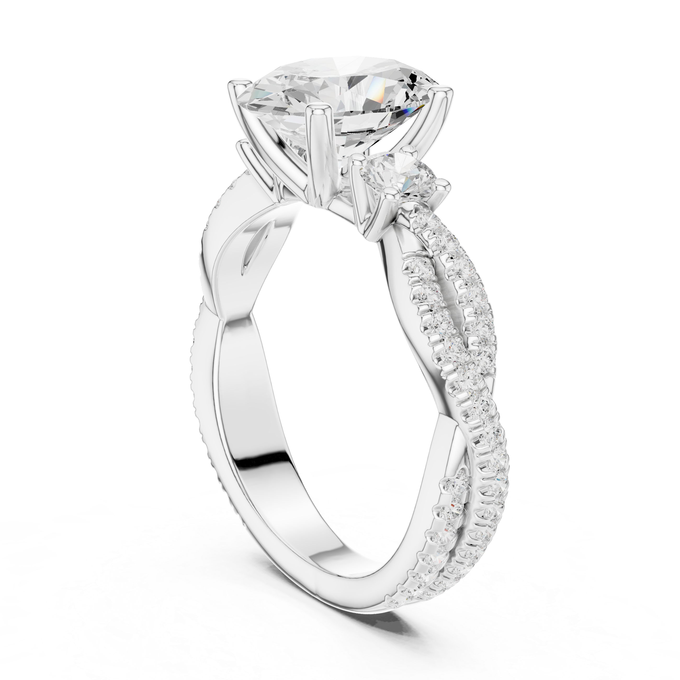 Trio Oval & Round Twisted Ring