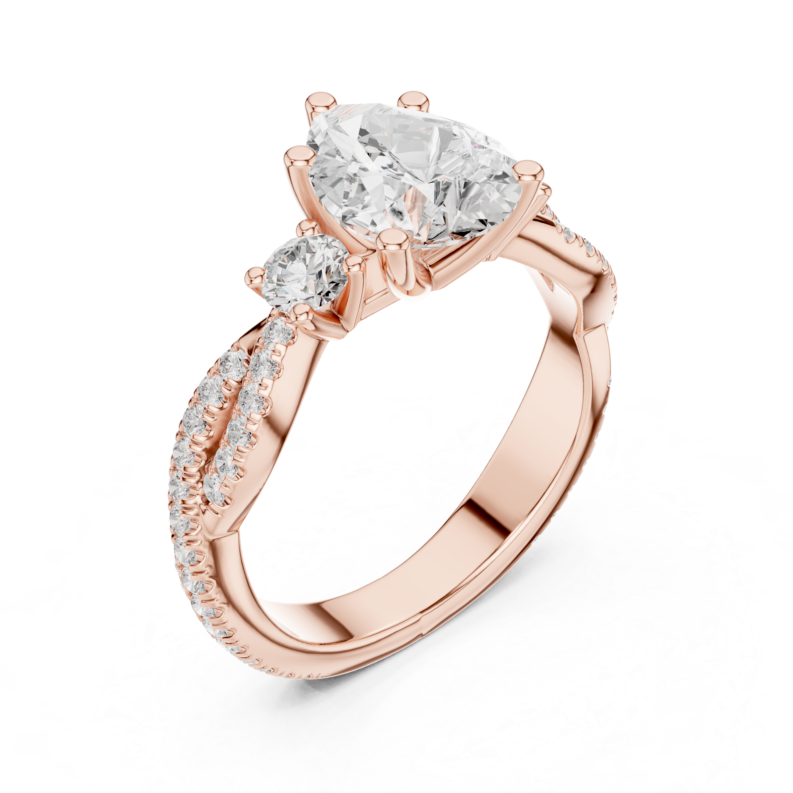 Trio Pear & Round Twisted Ring