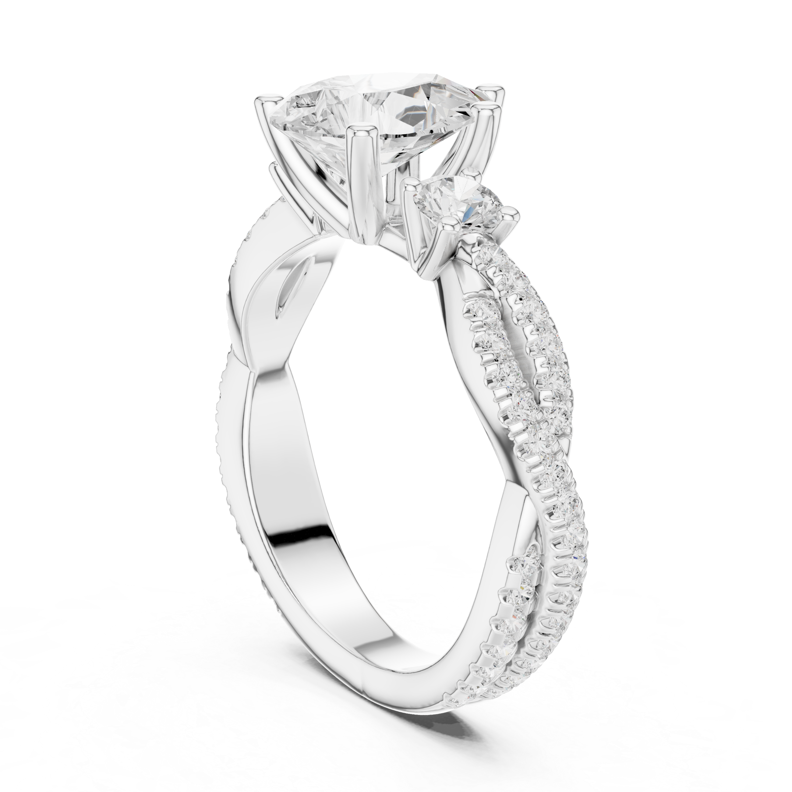 Trio Pear & Round Twisted Ring