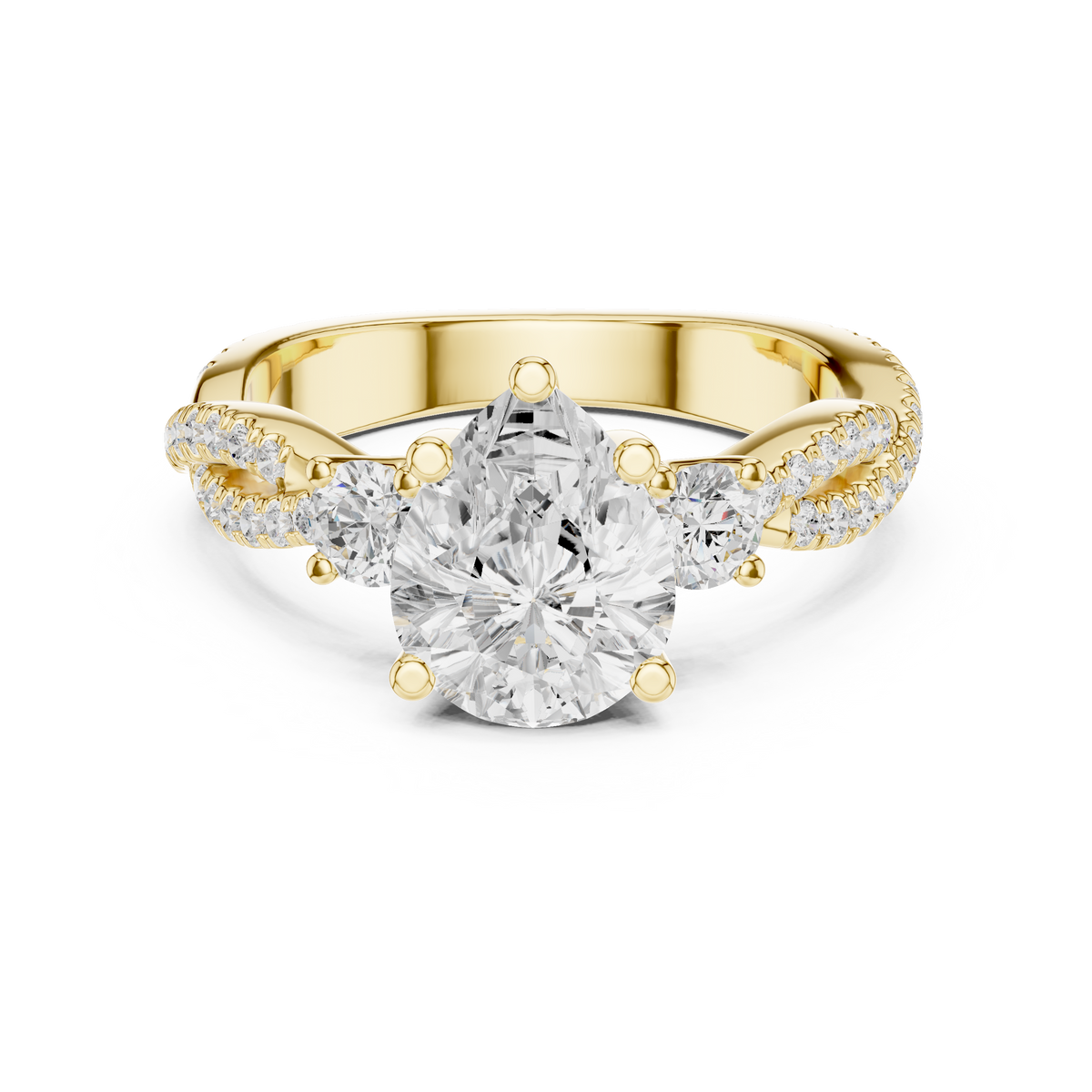 Trio Pear & Round Twisted Ring
