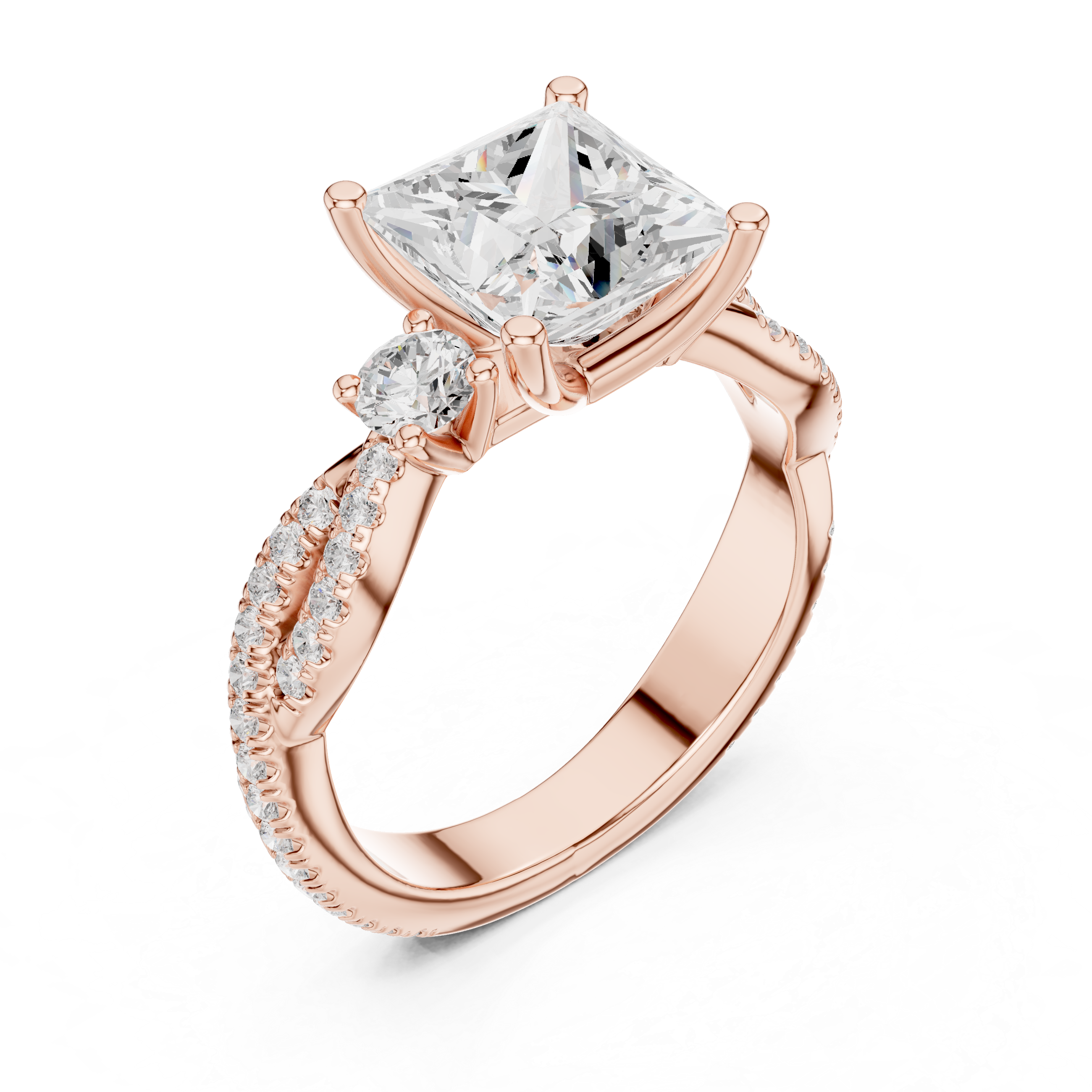 Trio Princess & Round Twisted Ring