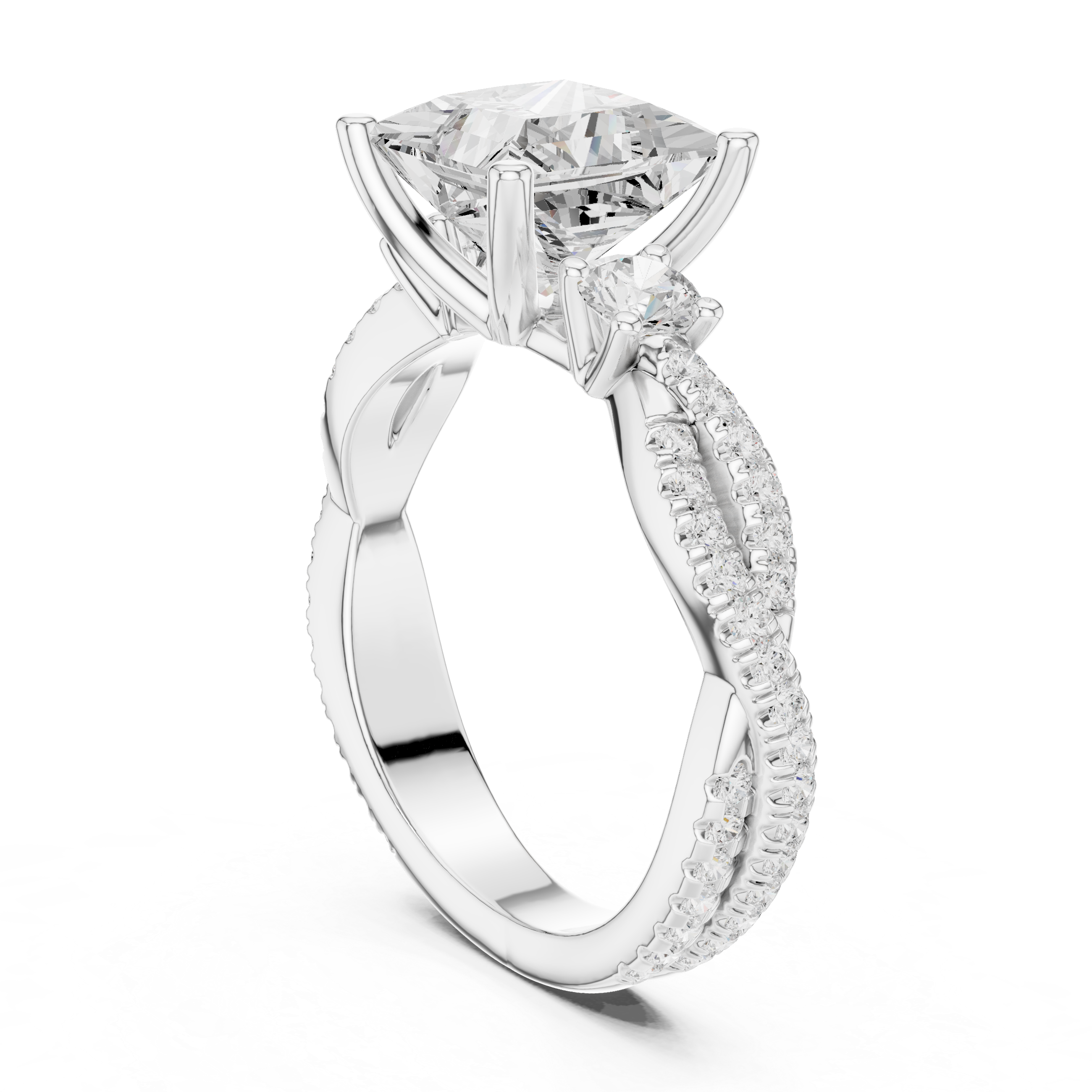 Trio Princess & Round Twisted Ring