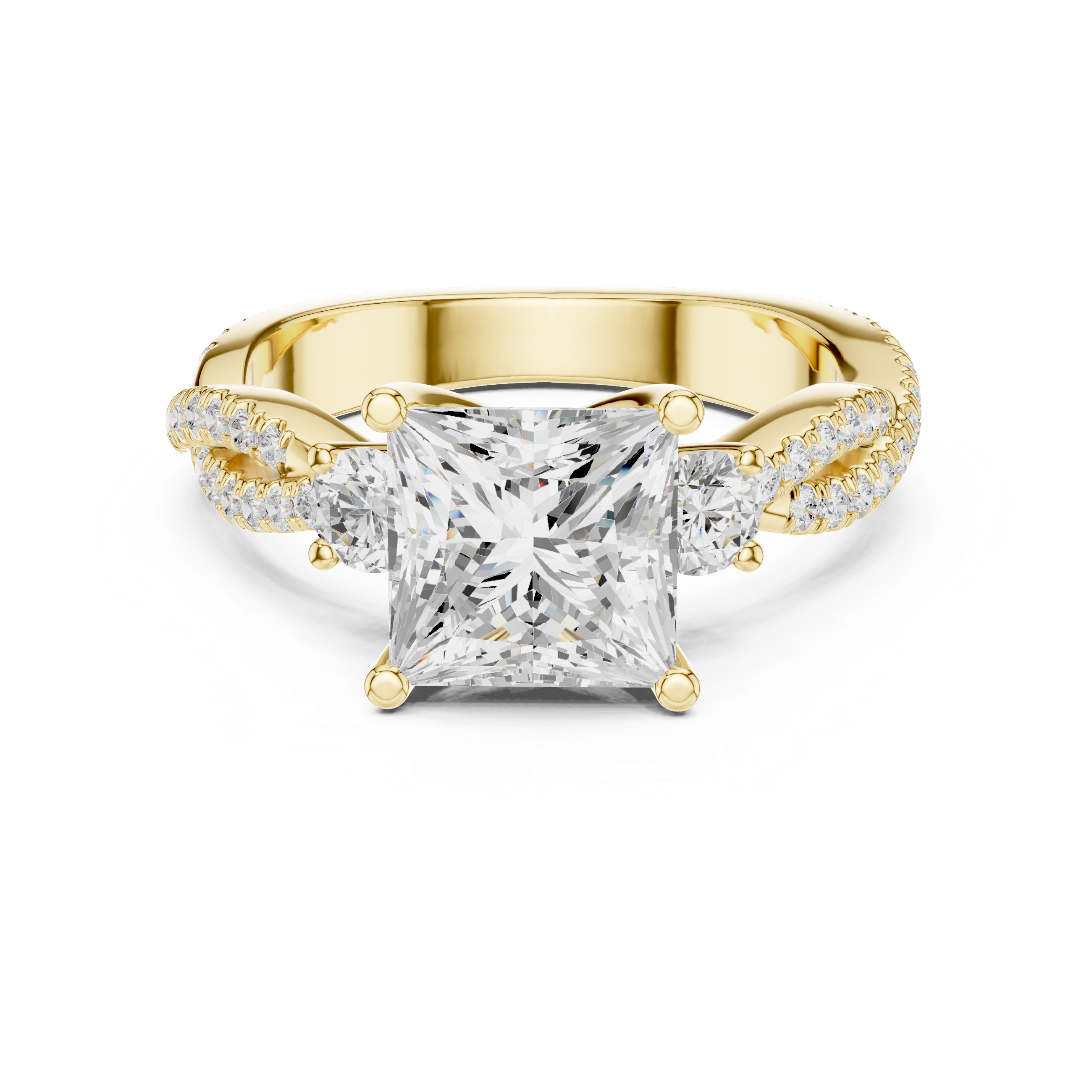 Trio Princess & Round Twisted Ring