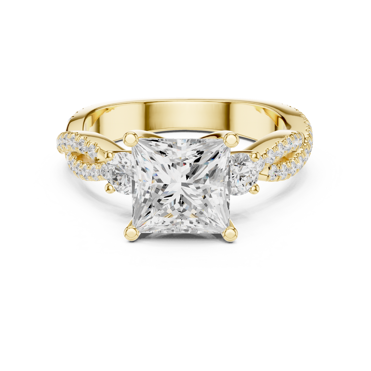 Trio Princess & Round Twisted Ring