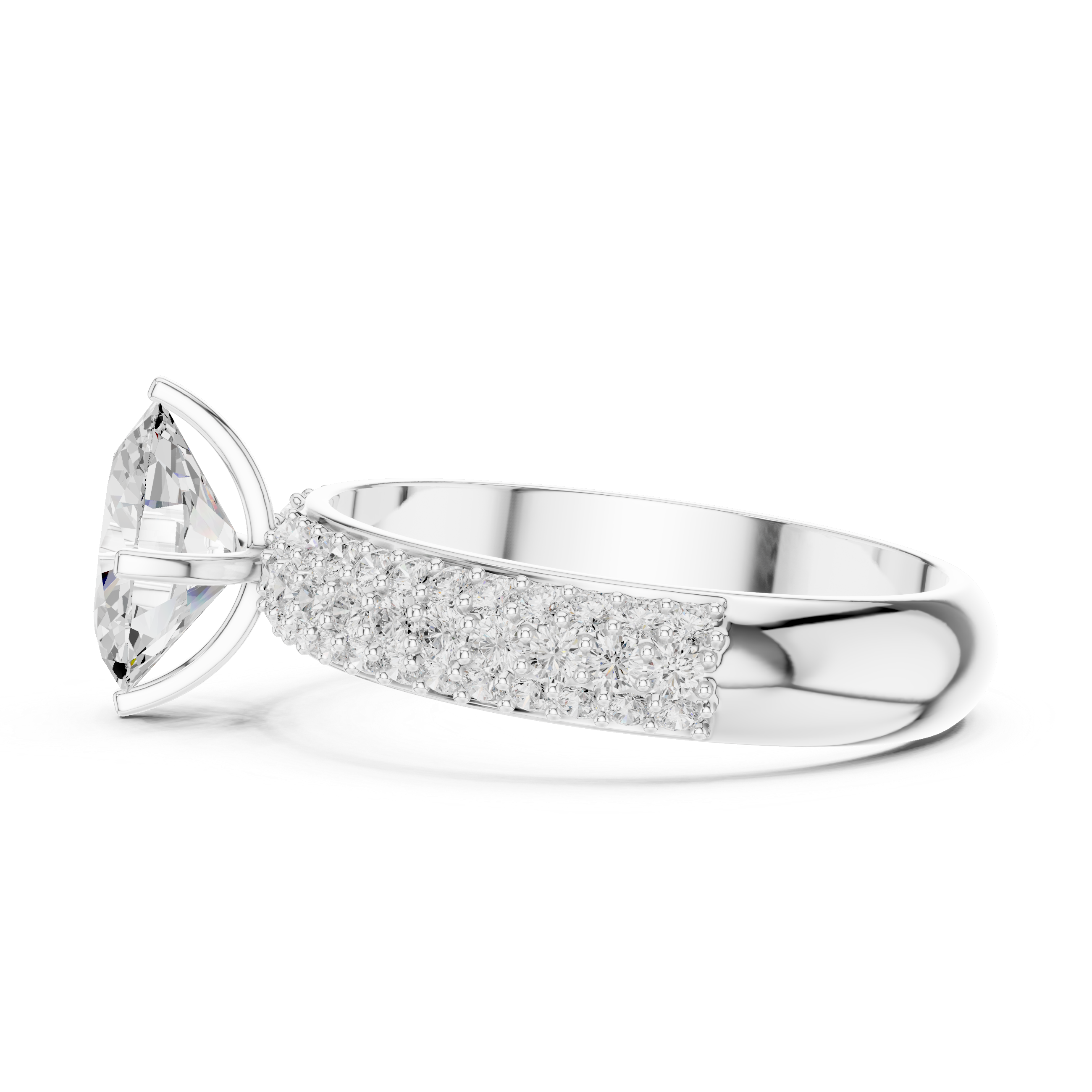 Three Row Micro Pave Oval Cut Lab Diamond Ring
