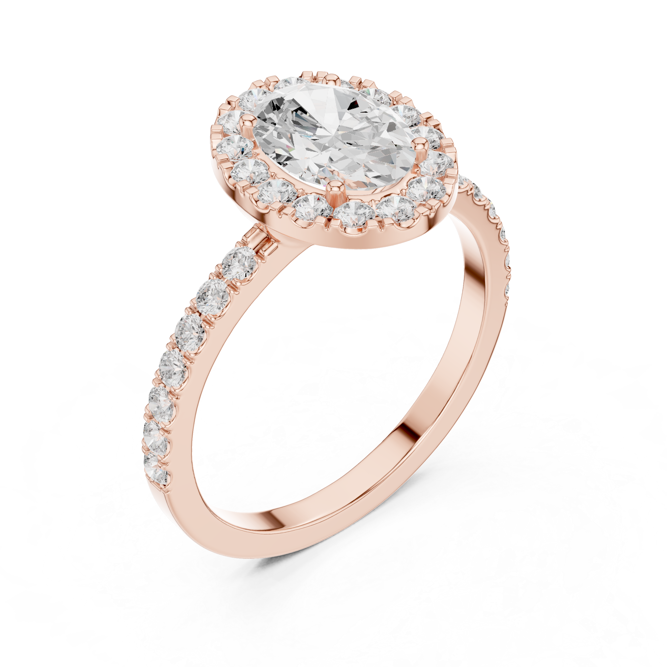 Oval Cut Diamond Halo Pave Ring