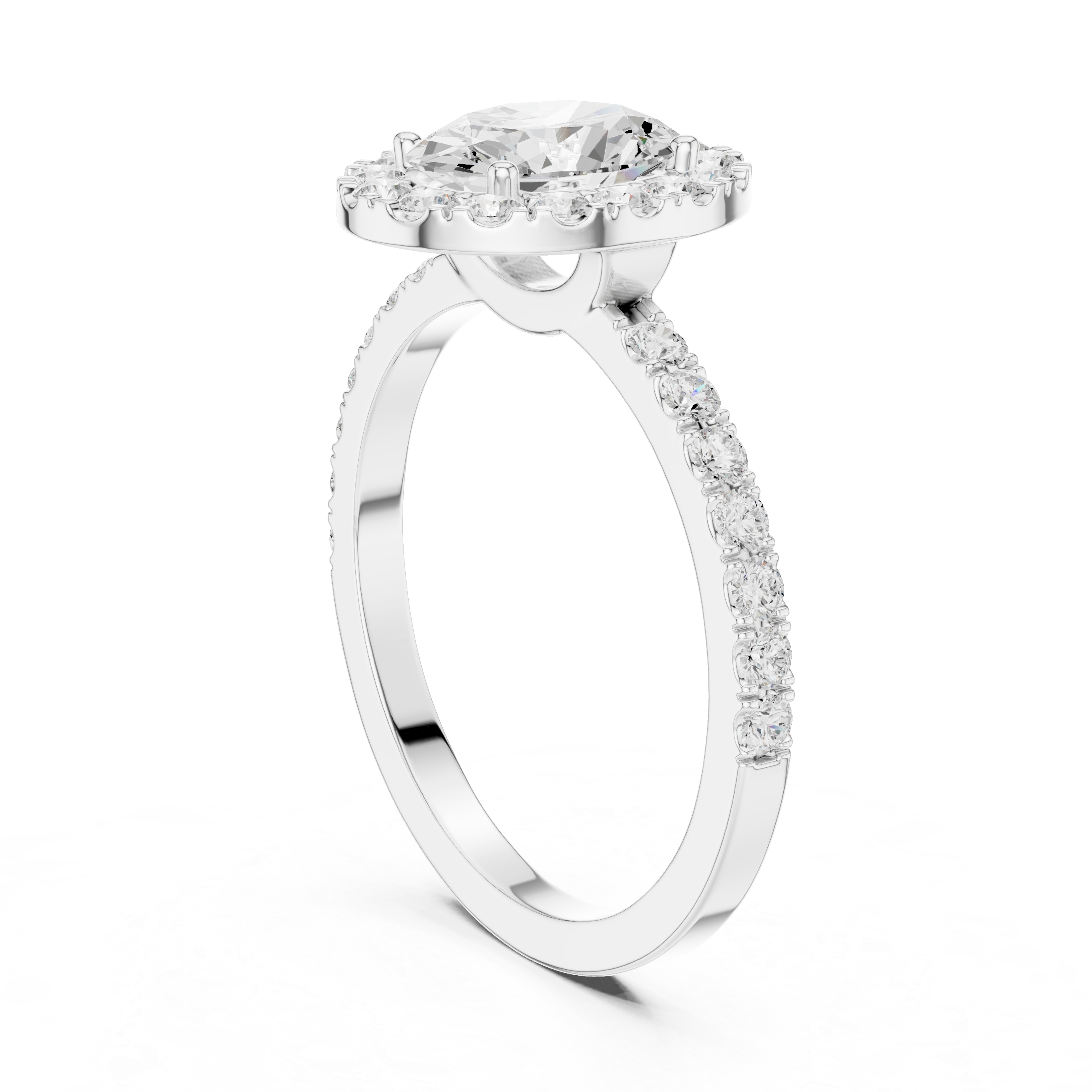 Oval Cut Diamond Halo Pave Ring
