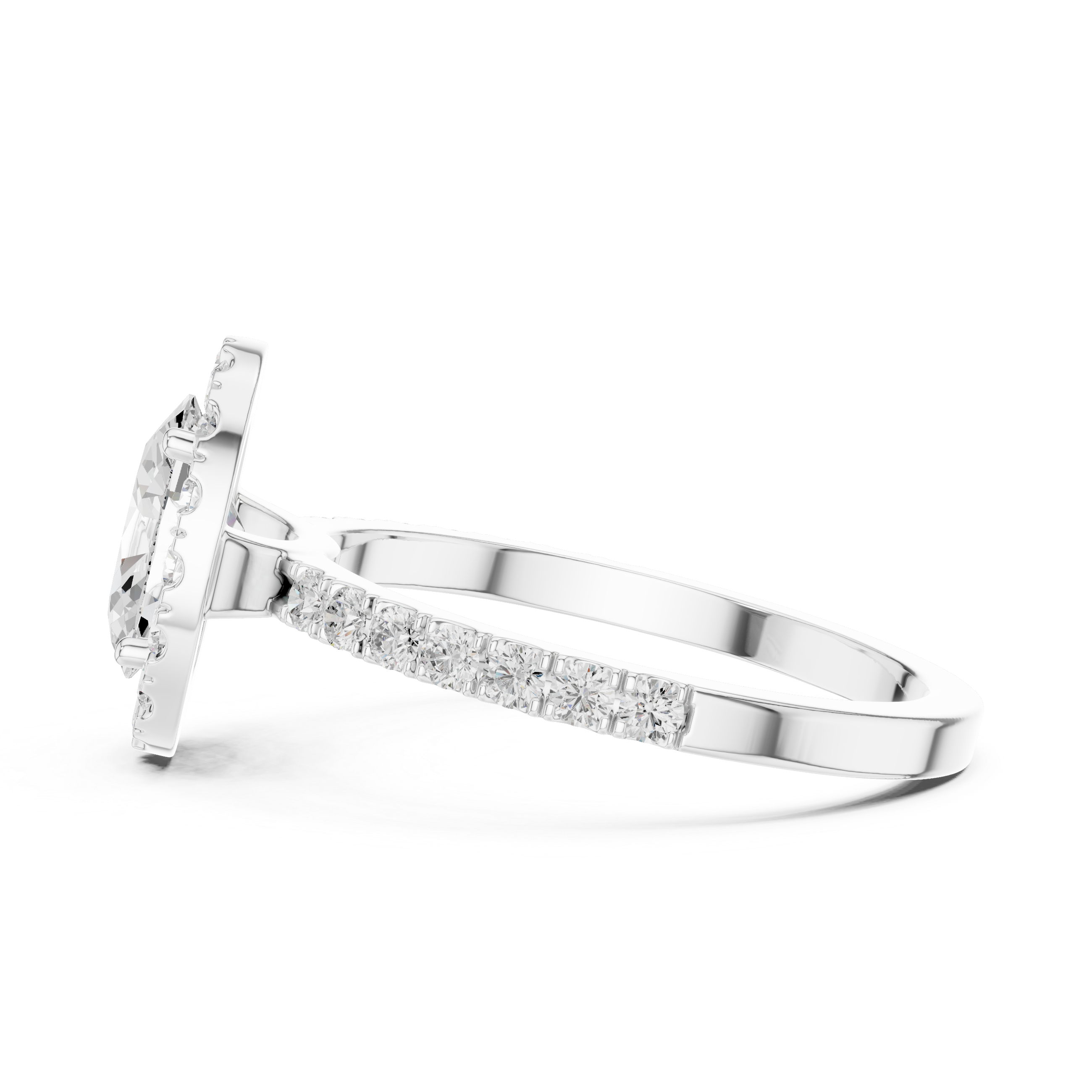 Oval Cut Diamond Halo Pave Ring
