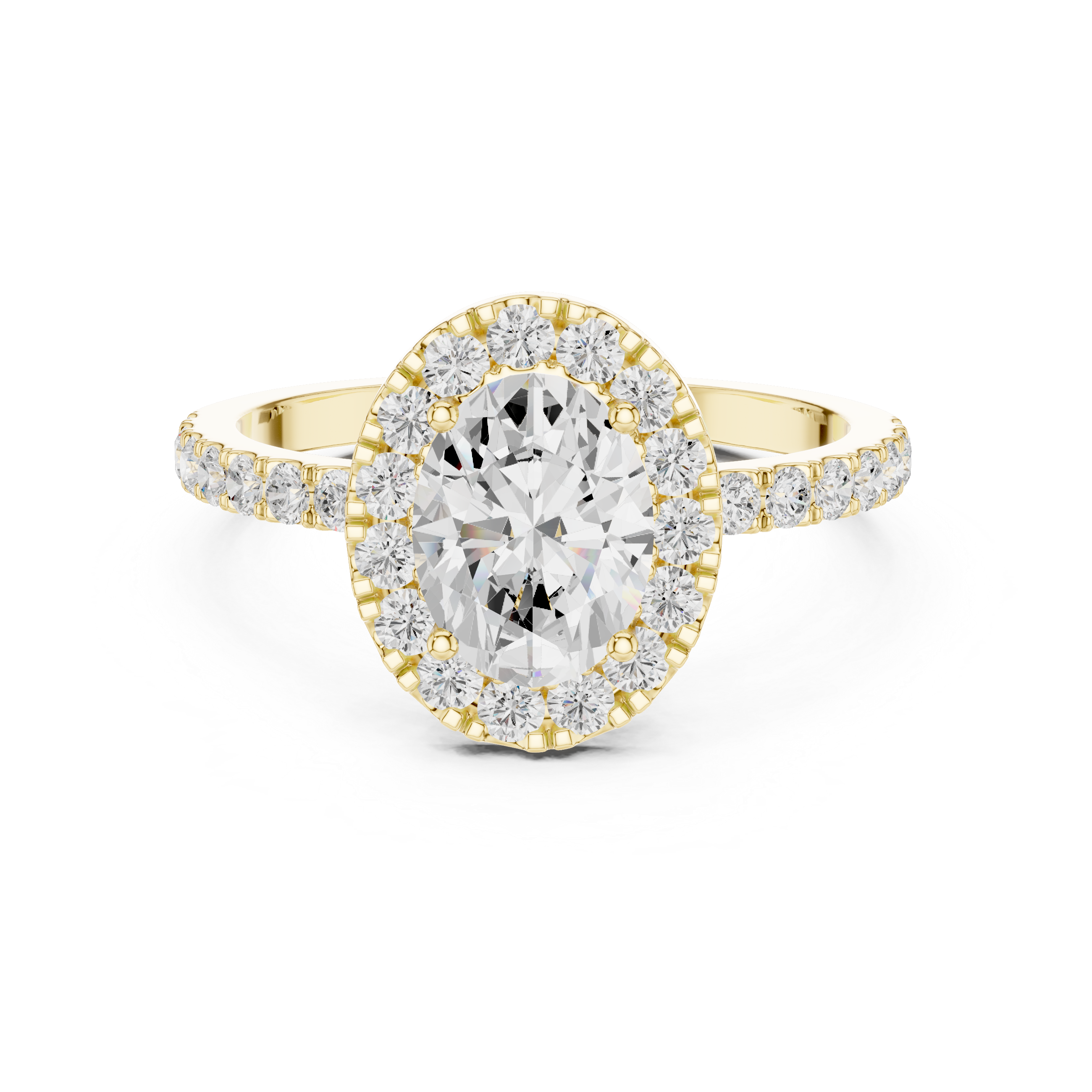 Oval Cut Diamond Halo Pave Ring