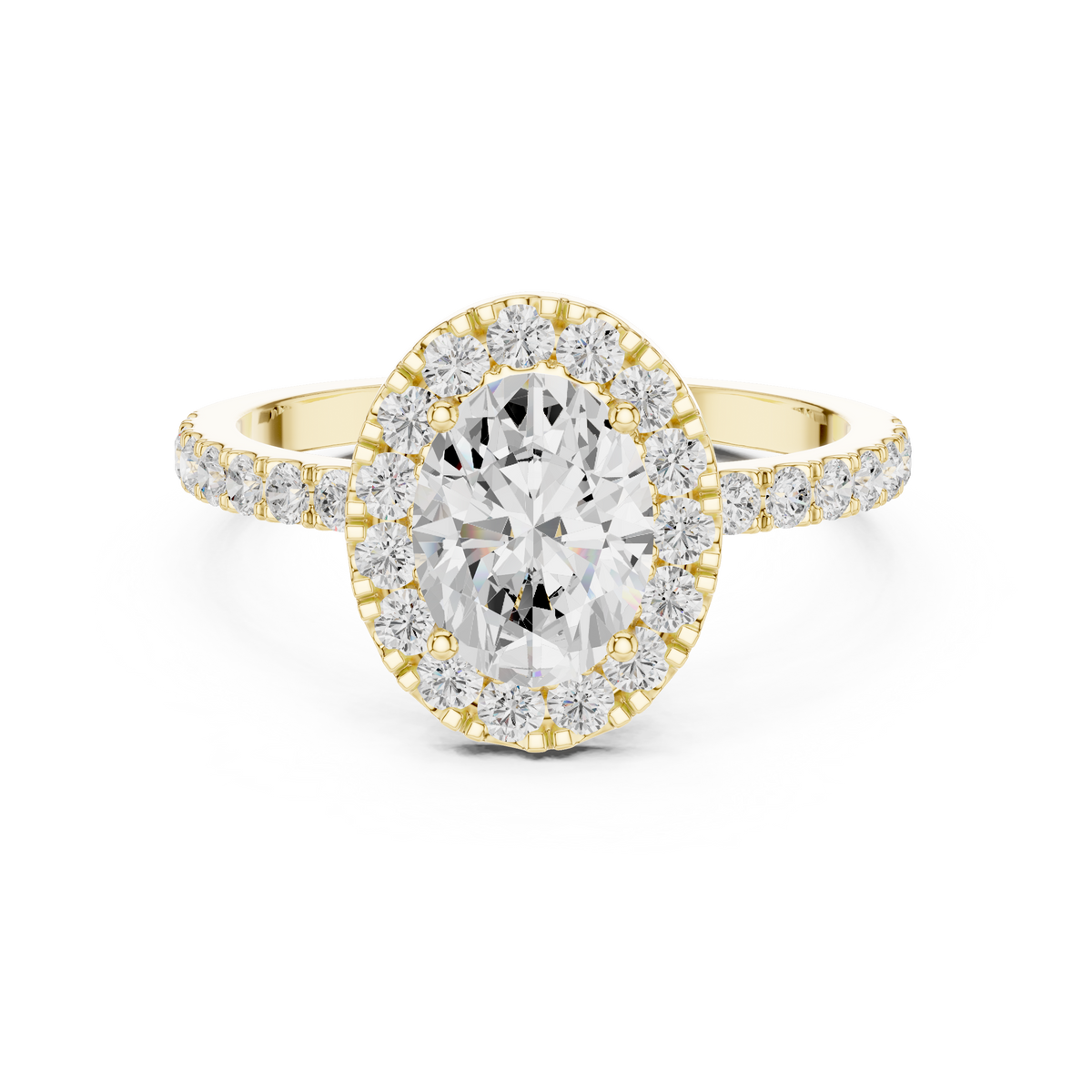 Oval Cut Diamond Halo Pave Ring